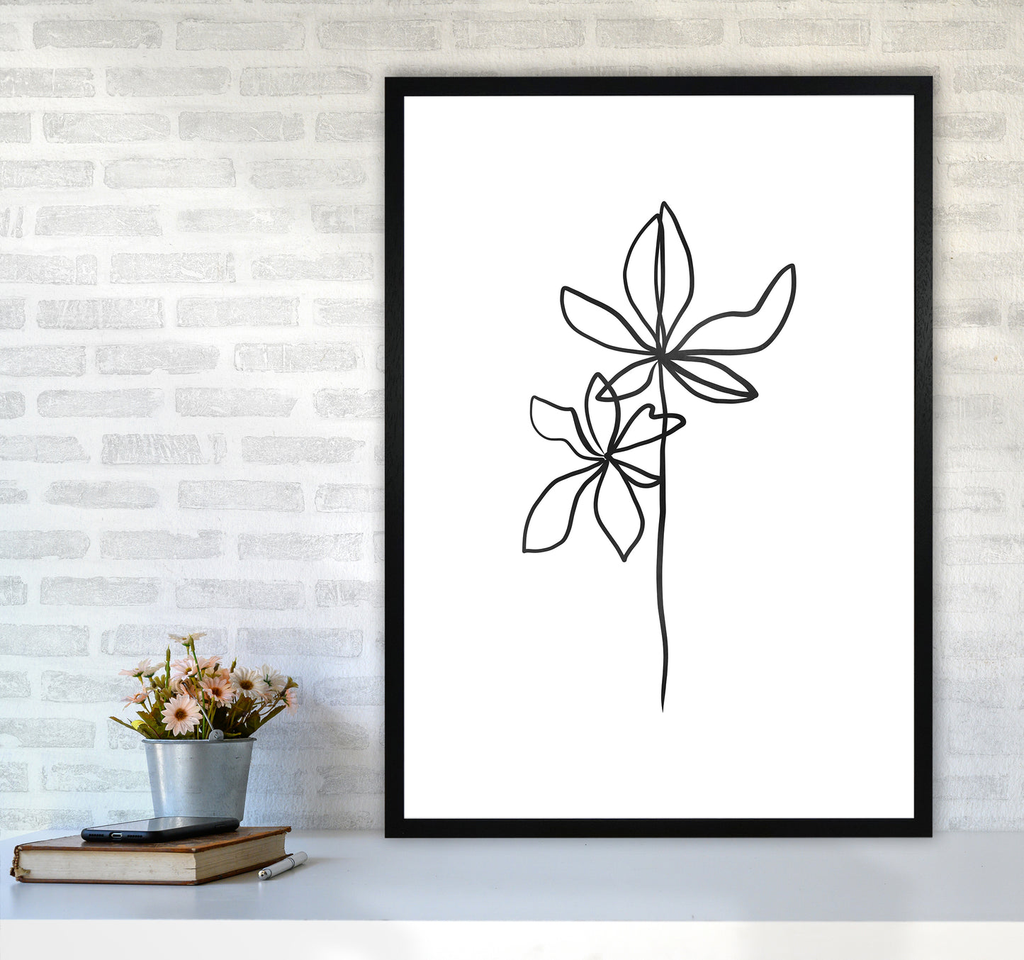 Lines Leaves I Art Print by Seven Trees Design A1 White Frame