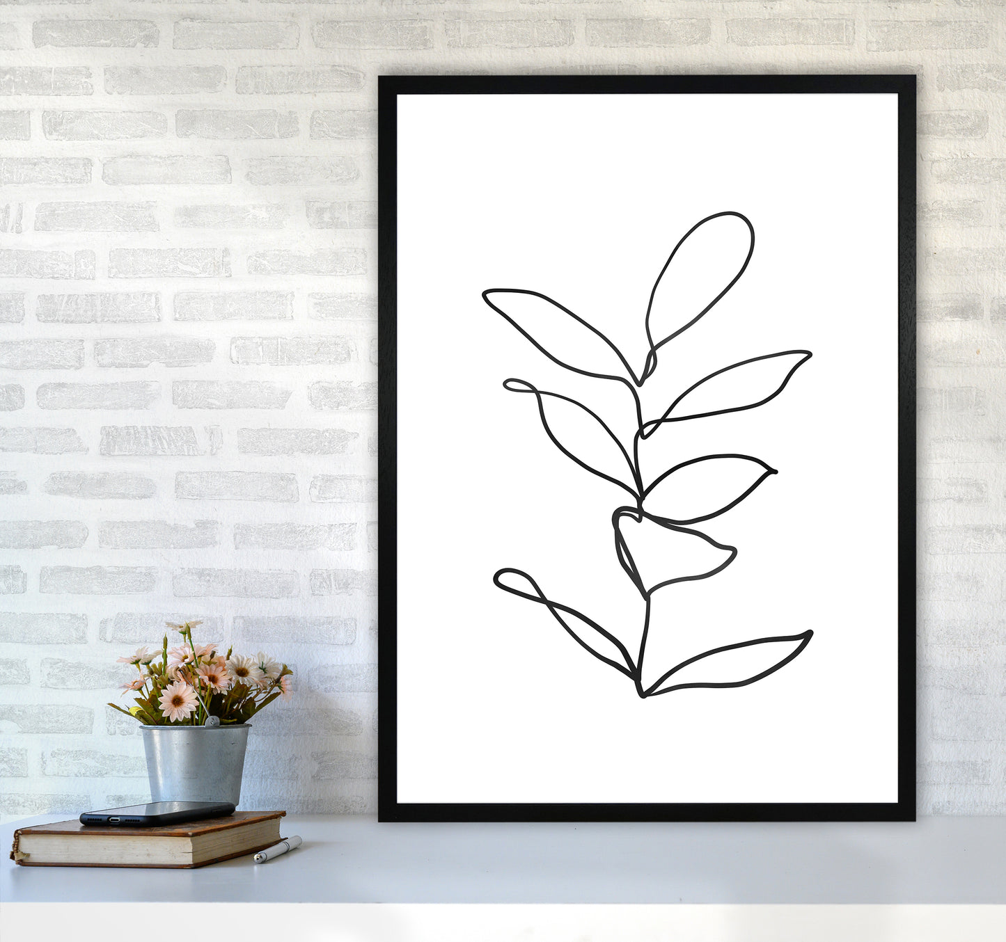 Lines Leaves II Art Print by Seven Trees Design A1 White Frame