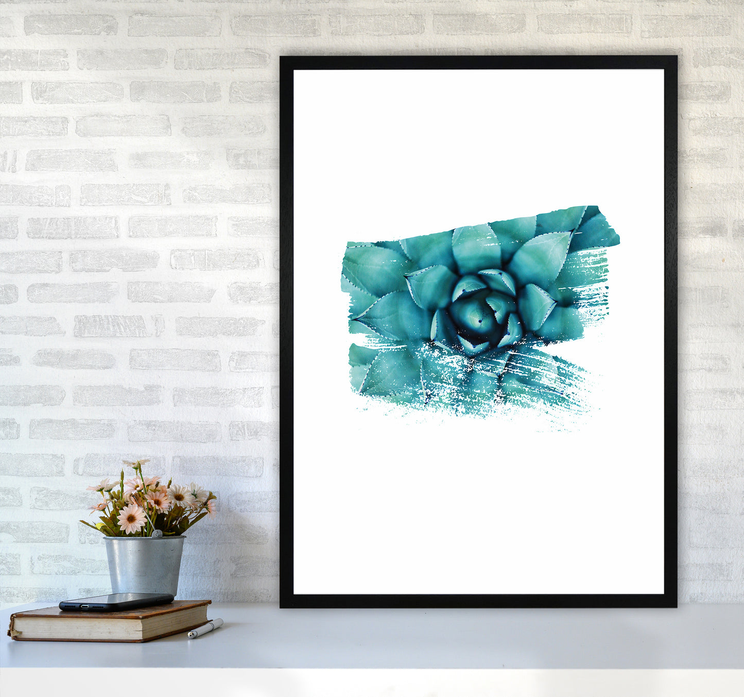 Modern Succulent II Art Print by Seven Trees Design A1 White Frame