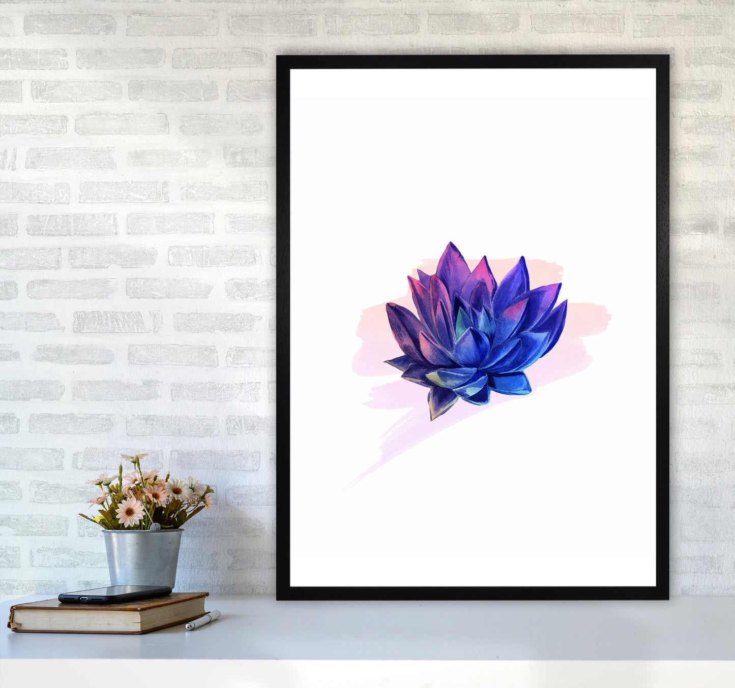 The Modern Succulent Art Print by Seven Trees Design A1 White Frame