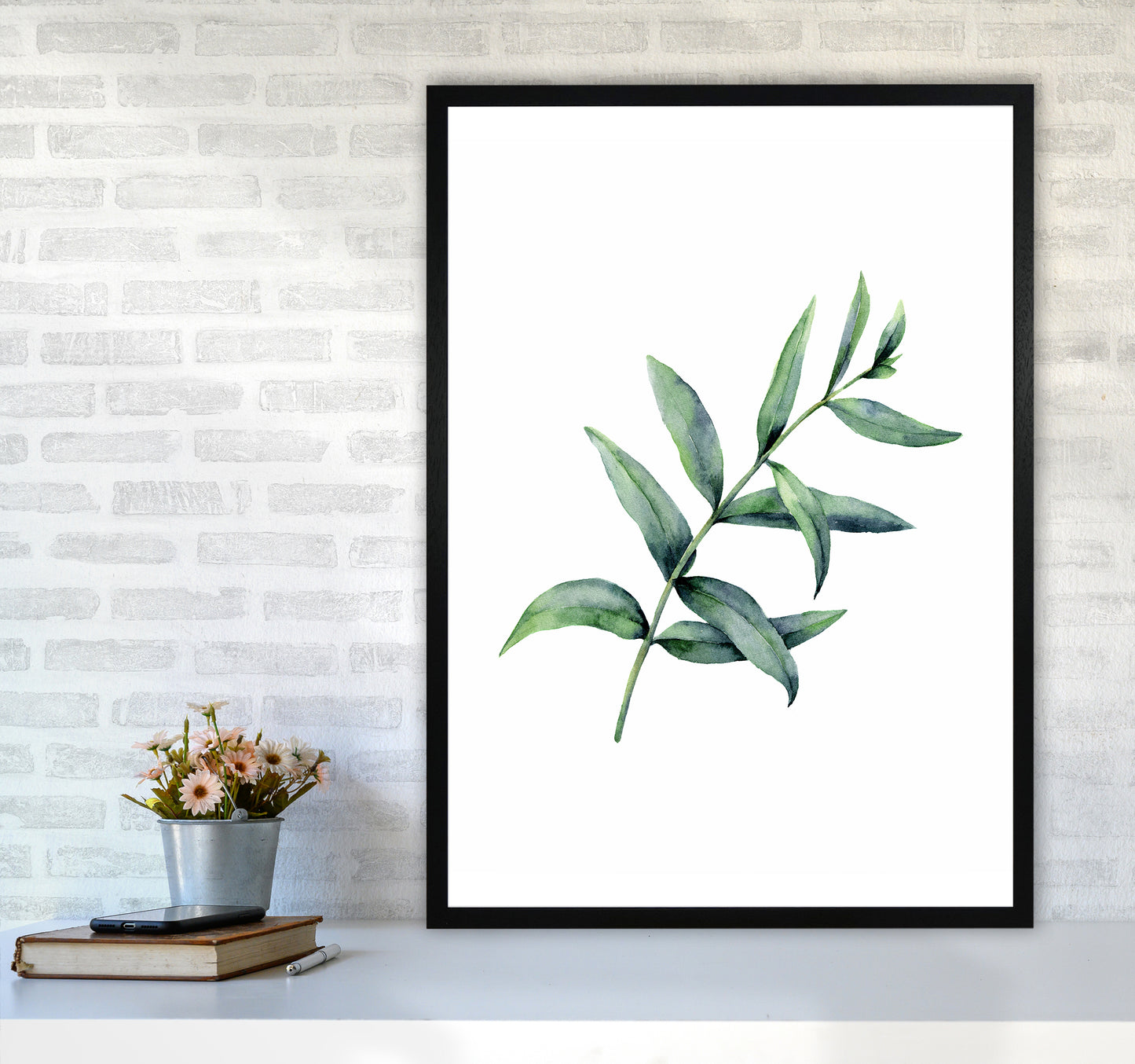 Watercolor Eucalyptus I Art Print by Seven Trees Design A1 White Frame