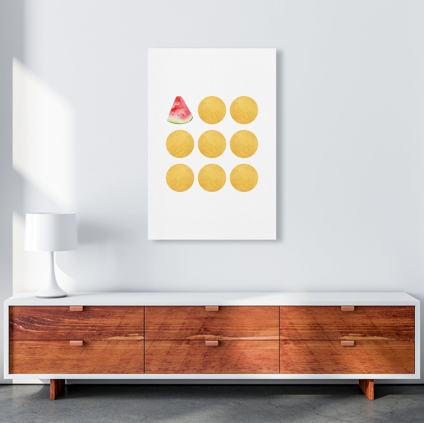 Gold Watermelon Kitchen Art Print by Seven Trees Design A1 Canvas