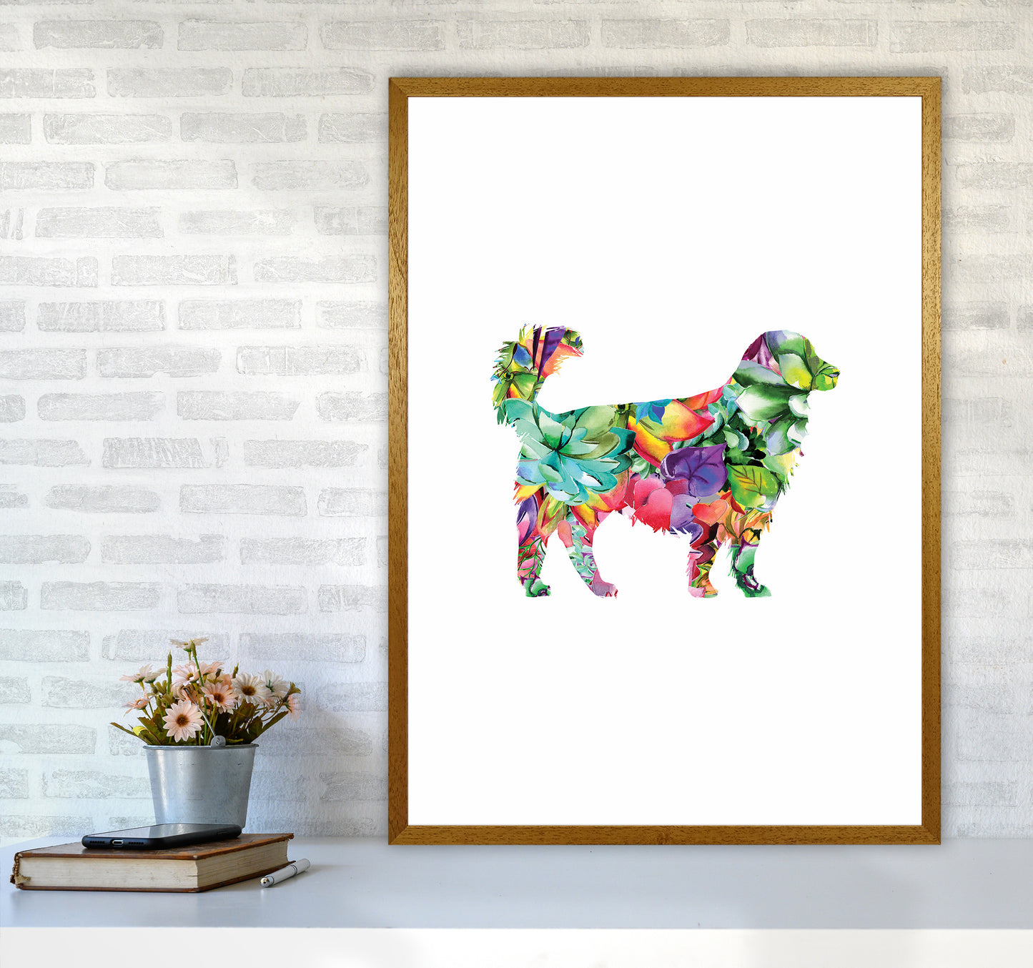 Succulents Dog Animal Art Print by Seven Trees Design A1 Print Only