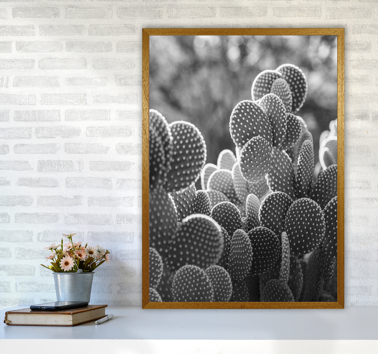 The Cacti Cactus B&W Art Print by Seven Trees Design