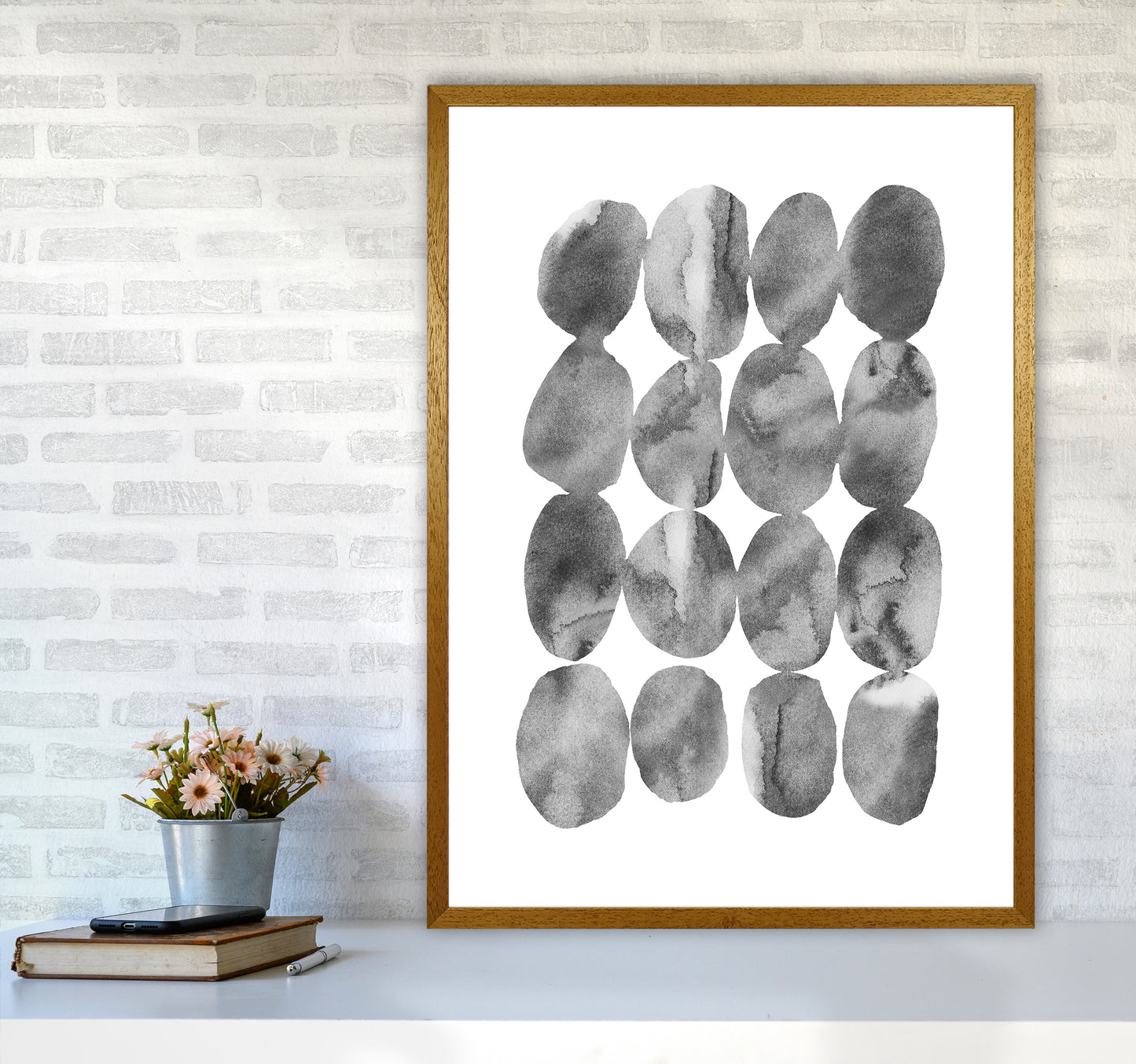 Watercolor Grey Stones Art Print by Seven Trees Design A1 Print Only