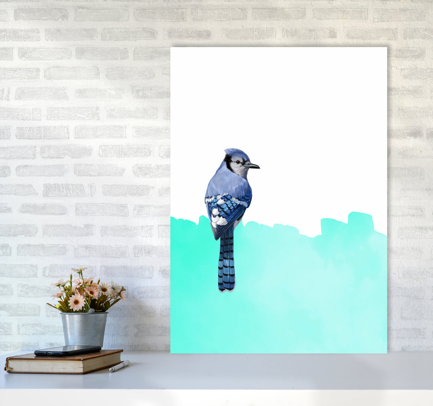 Bird Blue Art Print by Seven Trees Design A1 Black Frame