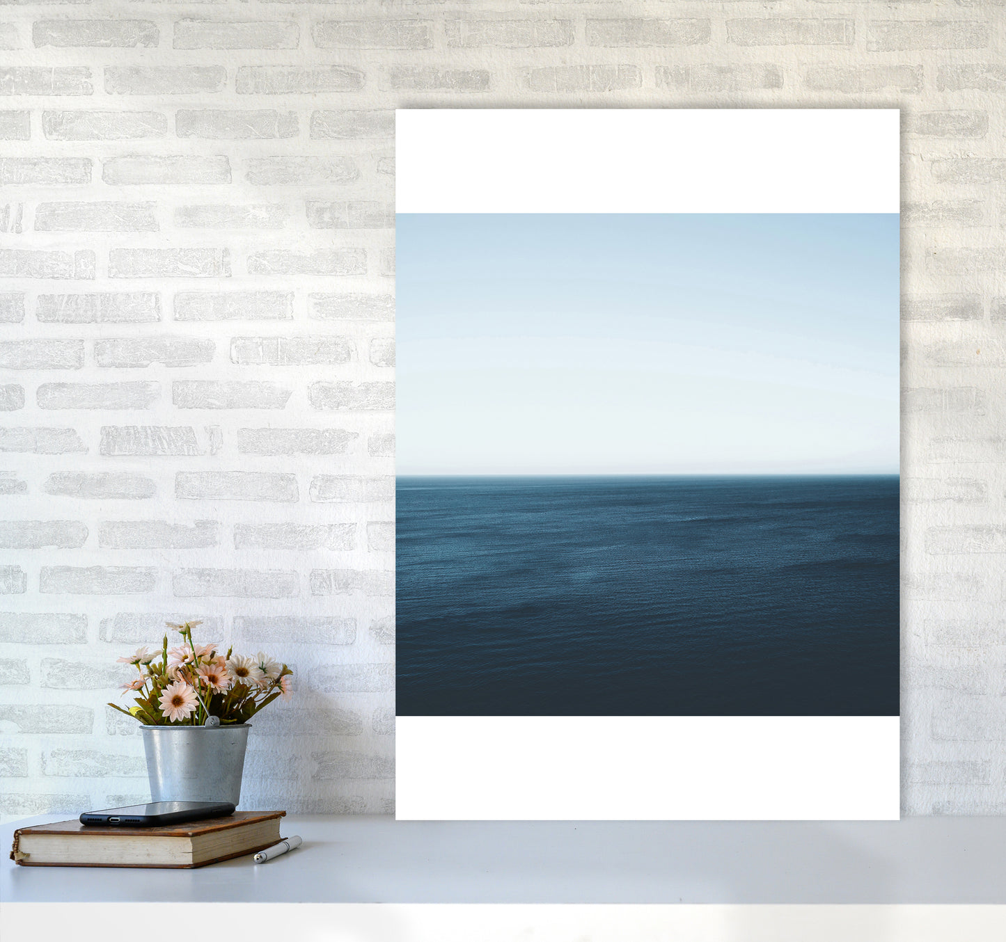 Minimal Ocean Photography Art Print by Seven Trees Design A1 Black Frame