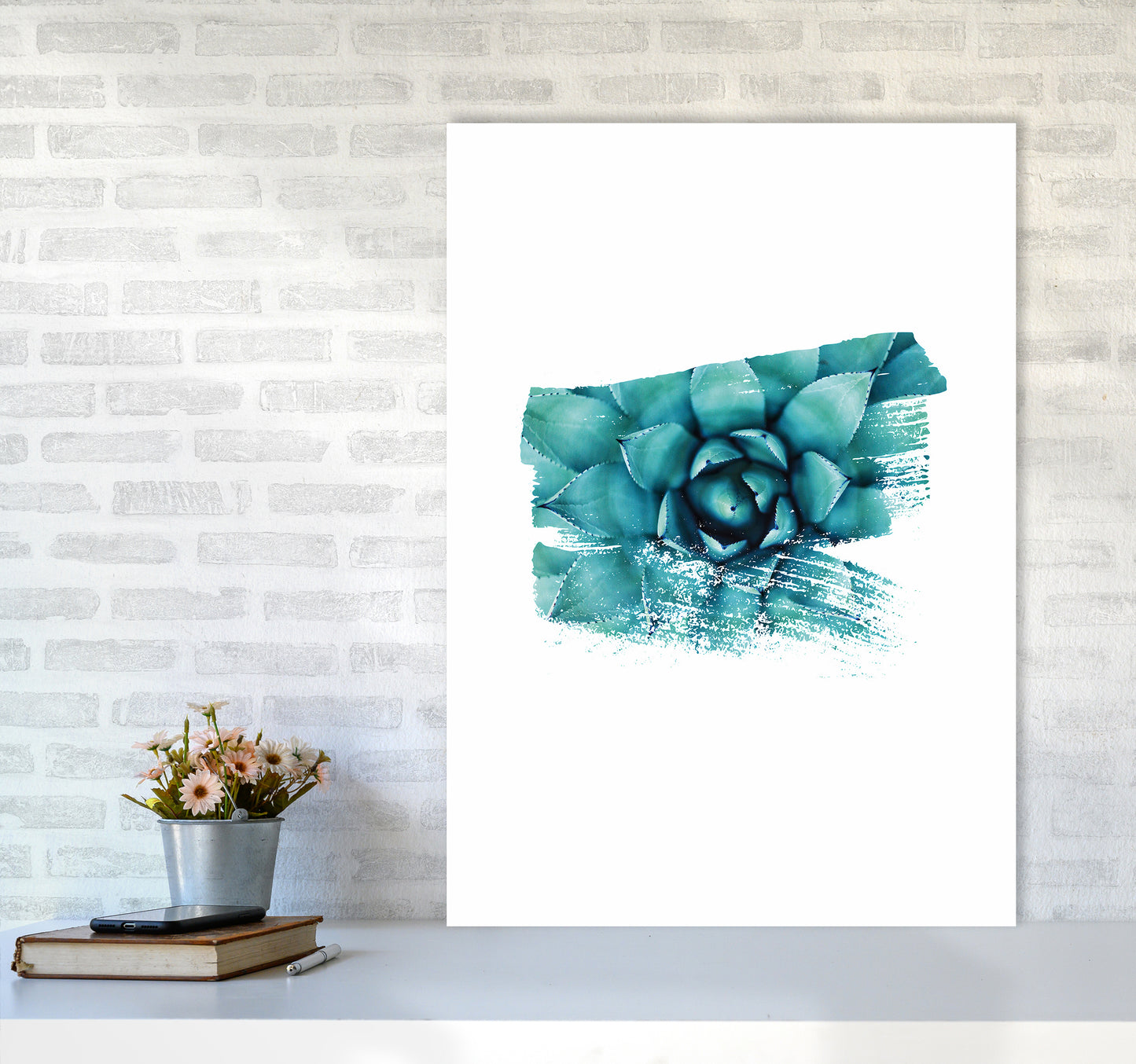 Modern Succulent II Art Print by Seven Trees Design A1 Black Frame