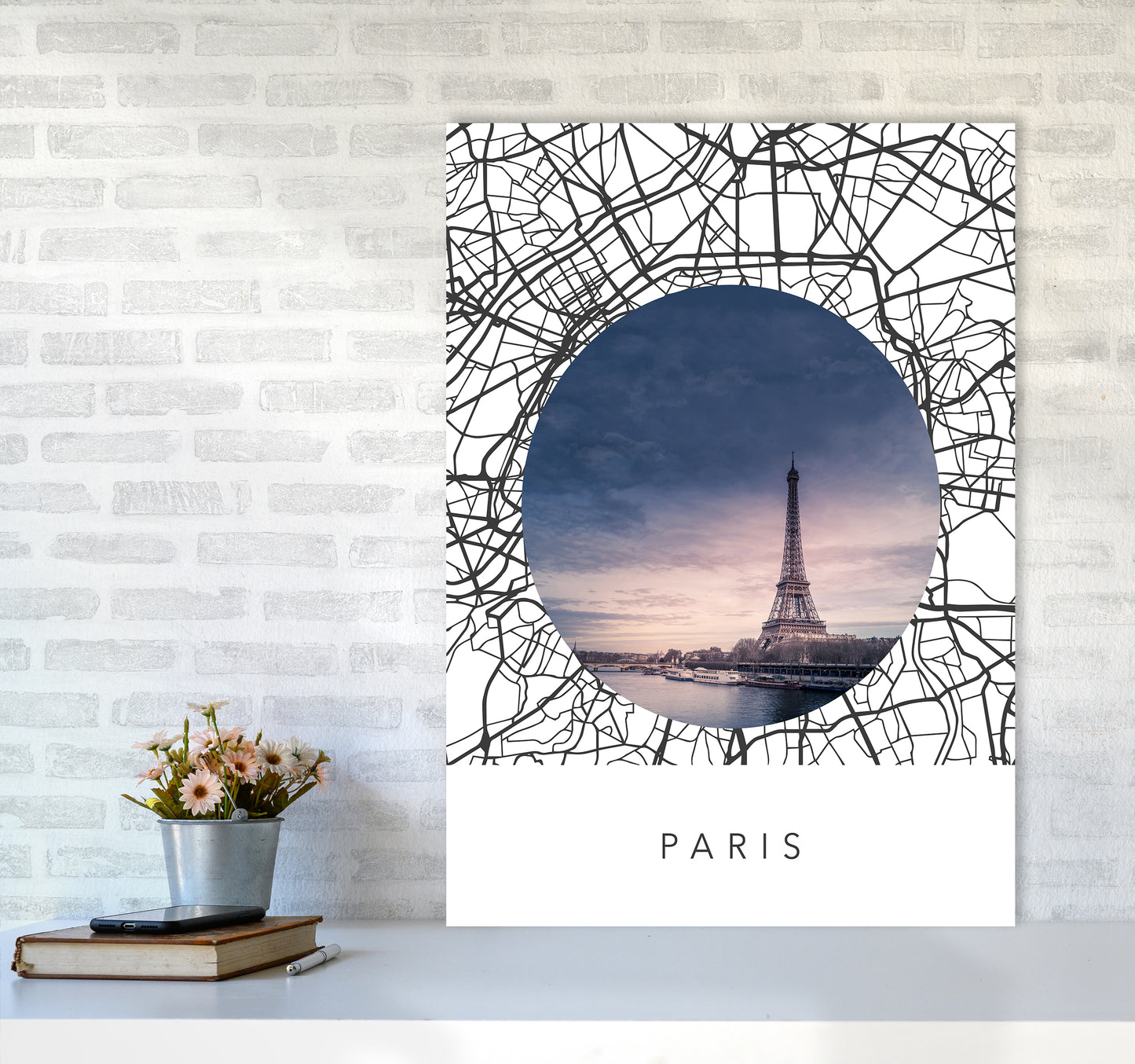 Paris Streets Collage Art Print by Seven Trees Design A1 Black Frame