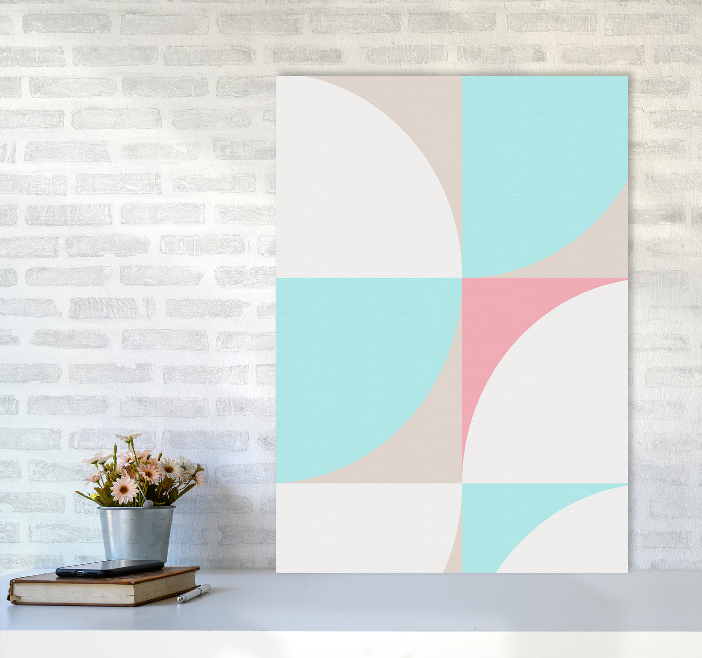 Scandinavian Shapes I Abstract Art Print by Seven Trees Design A1 Black Frame
