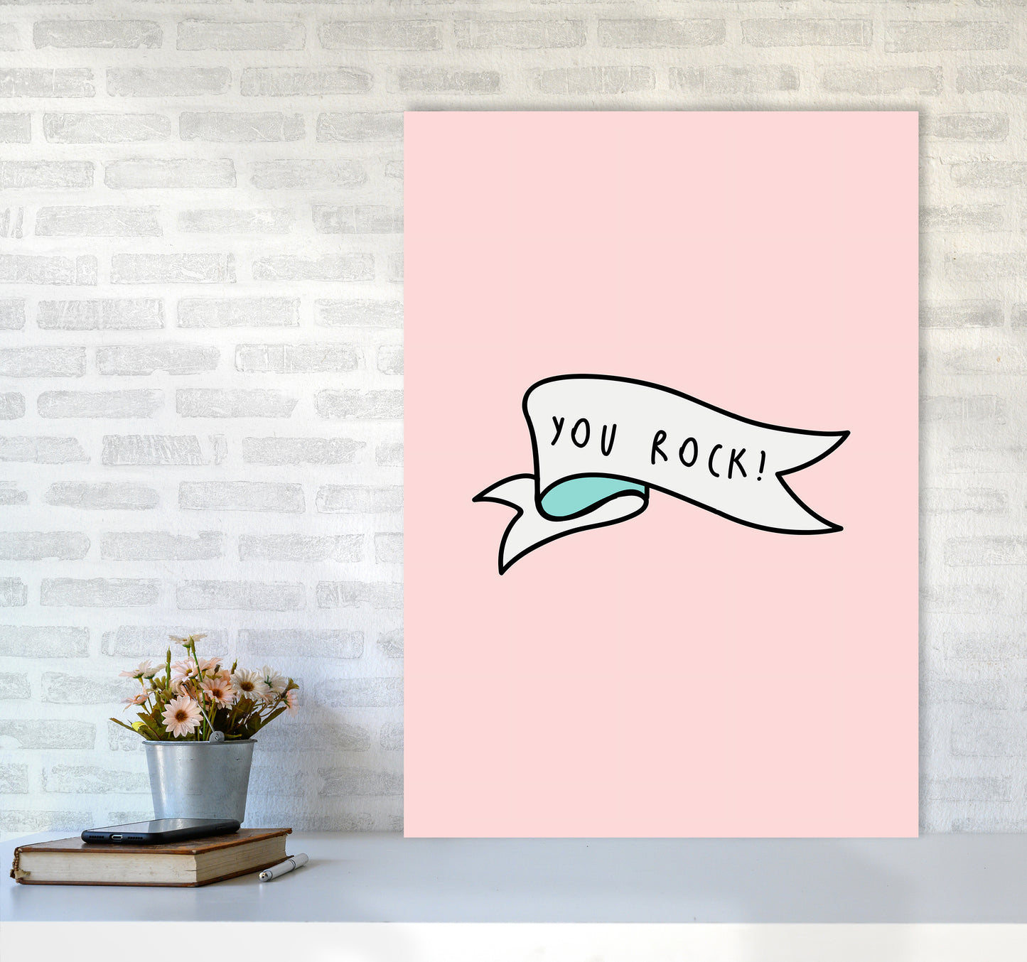 You Rock Quote Art Print by Seven Trees Design A1 Black Frame