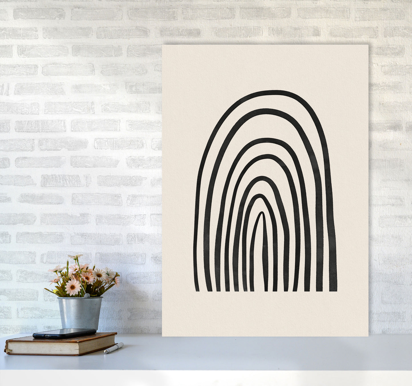 Black Watercolor Rainbow Art Print by Seven Trees Design A1 Black Frame