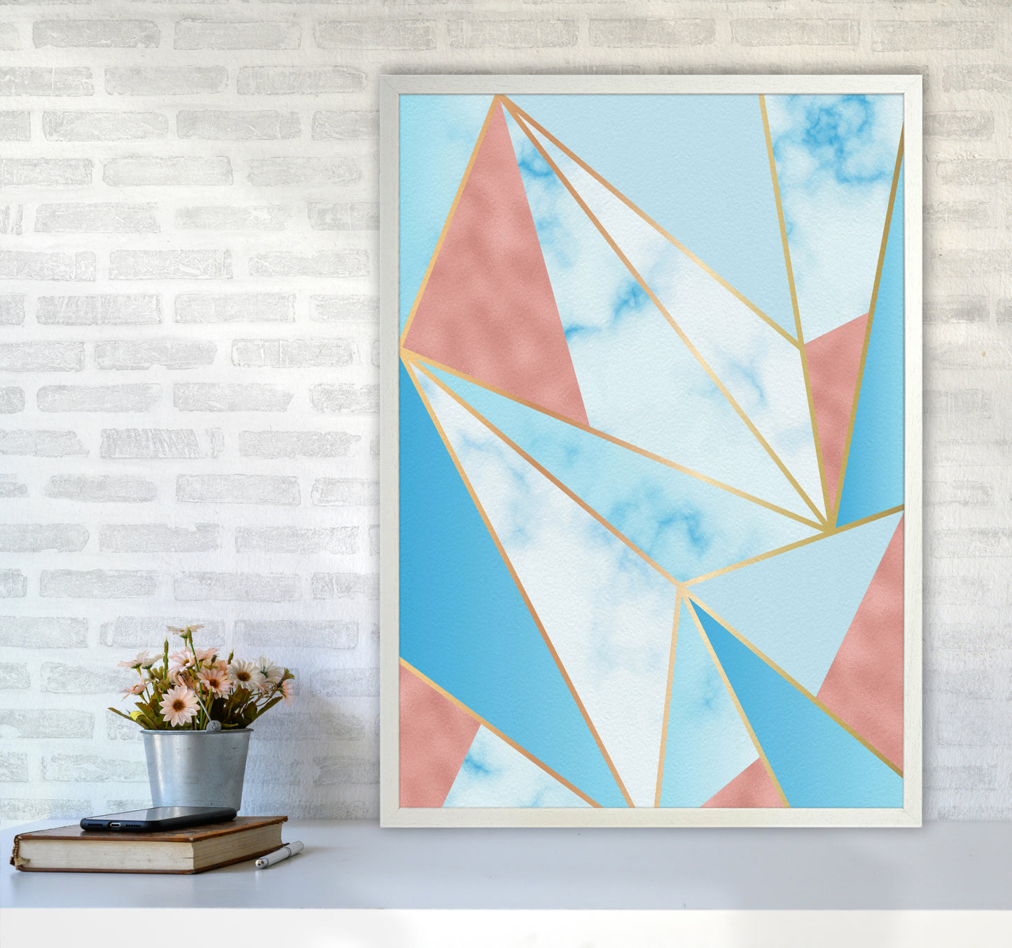 Geometric Sky Art Print by Seven Trees Design A1 Oak Frame