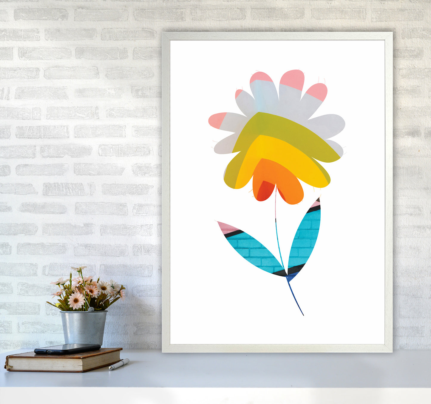 Graffiti Flower I Art Print by Seven Trees Design A1 Oak Frame