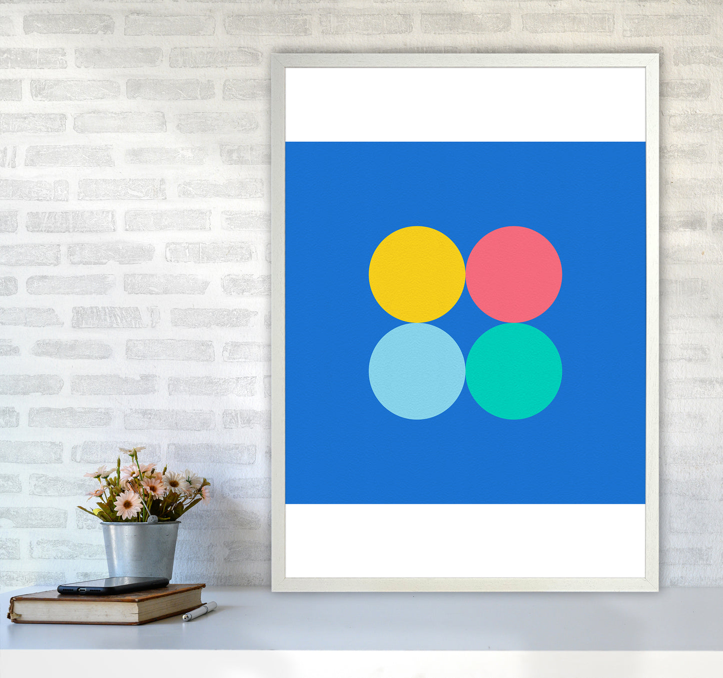 Happy shapes I Circles Art Print by Seven Trees Design A1 Oak Frame