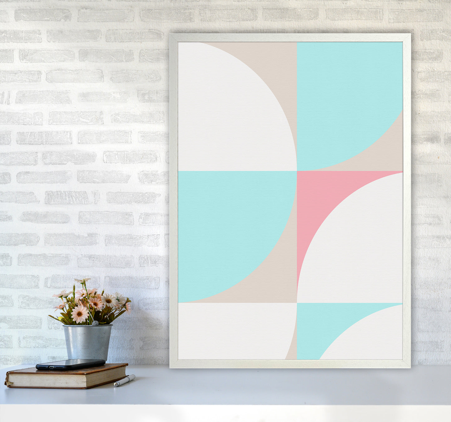 Scandinavian Shapes I Abstract Art Print by Seven Trees Design A1 Oak Frame