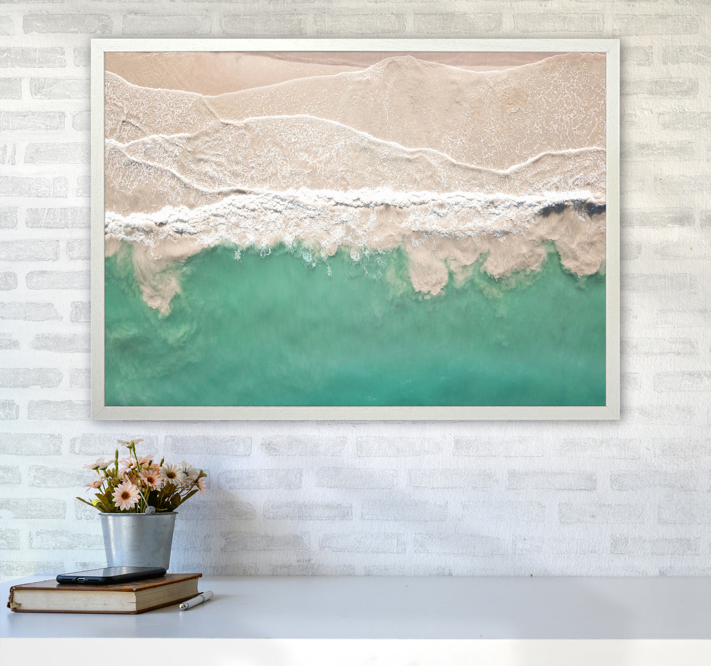 Sea From The Sky Photography Art Print by Seven Trees Design A1 Oak Frame