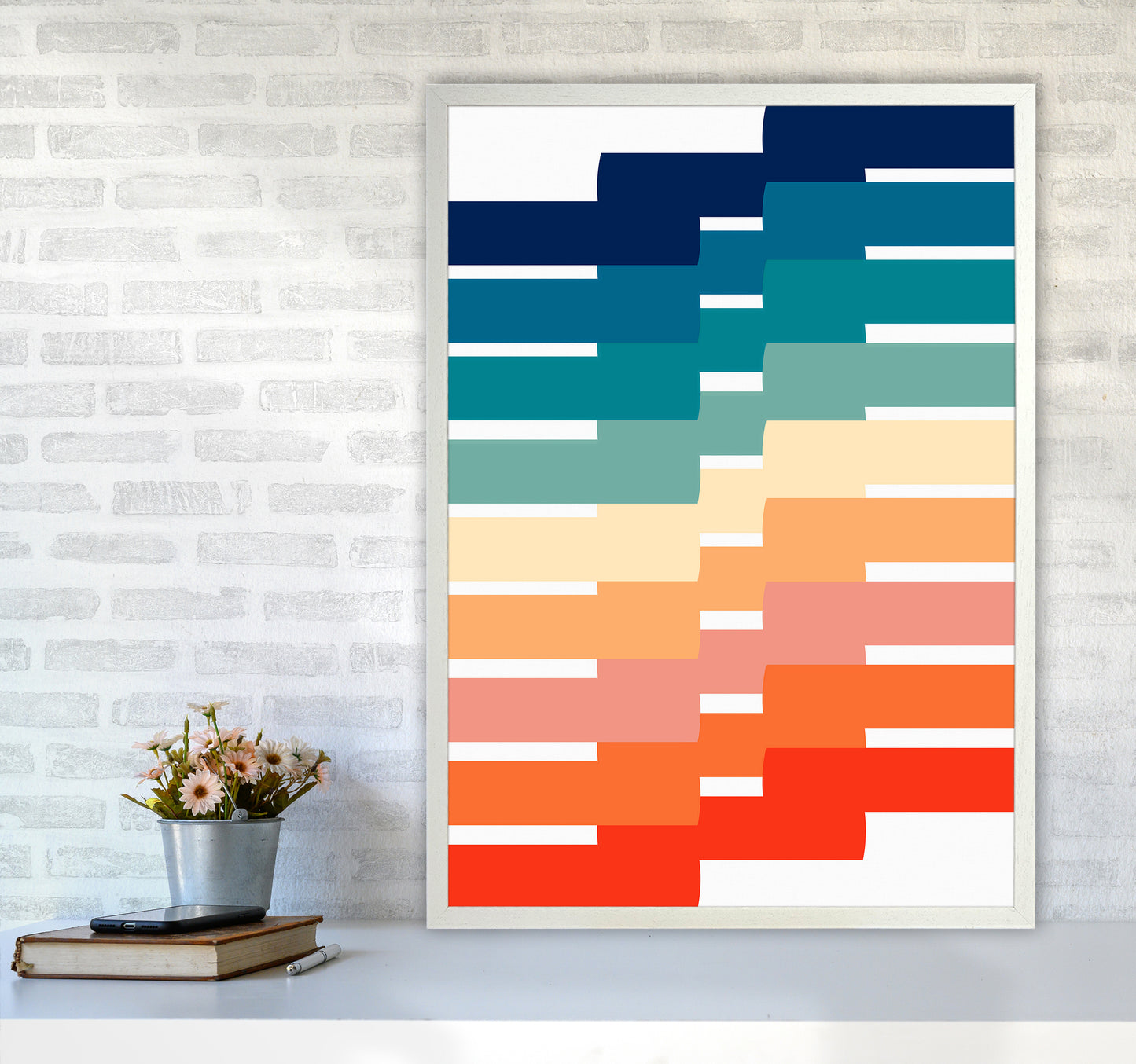 The Modern Geometry Art Print by Seven Trees Design A1 Oak Frame