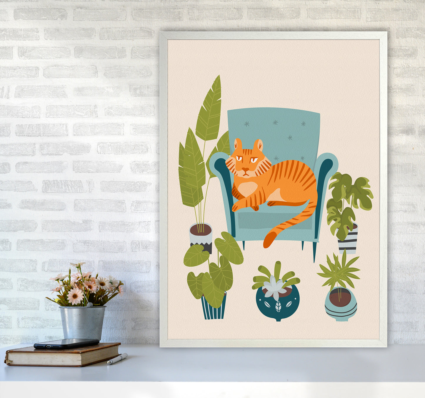 The Tiger of the city Art Print by Seven Trees Design A1 Oak Frame