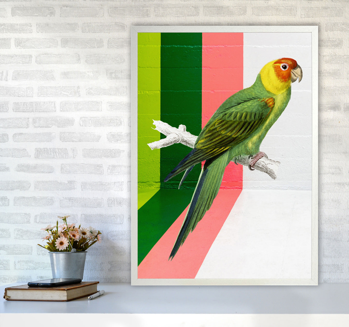 Graffiti Bird Art Print by Seven Trees Design A1 Oak Frame