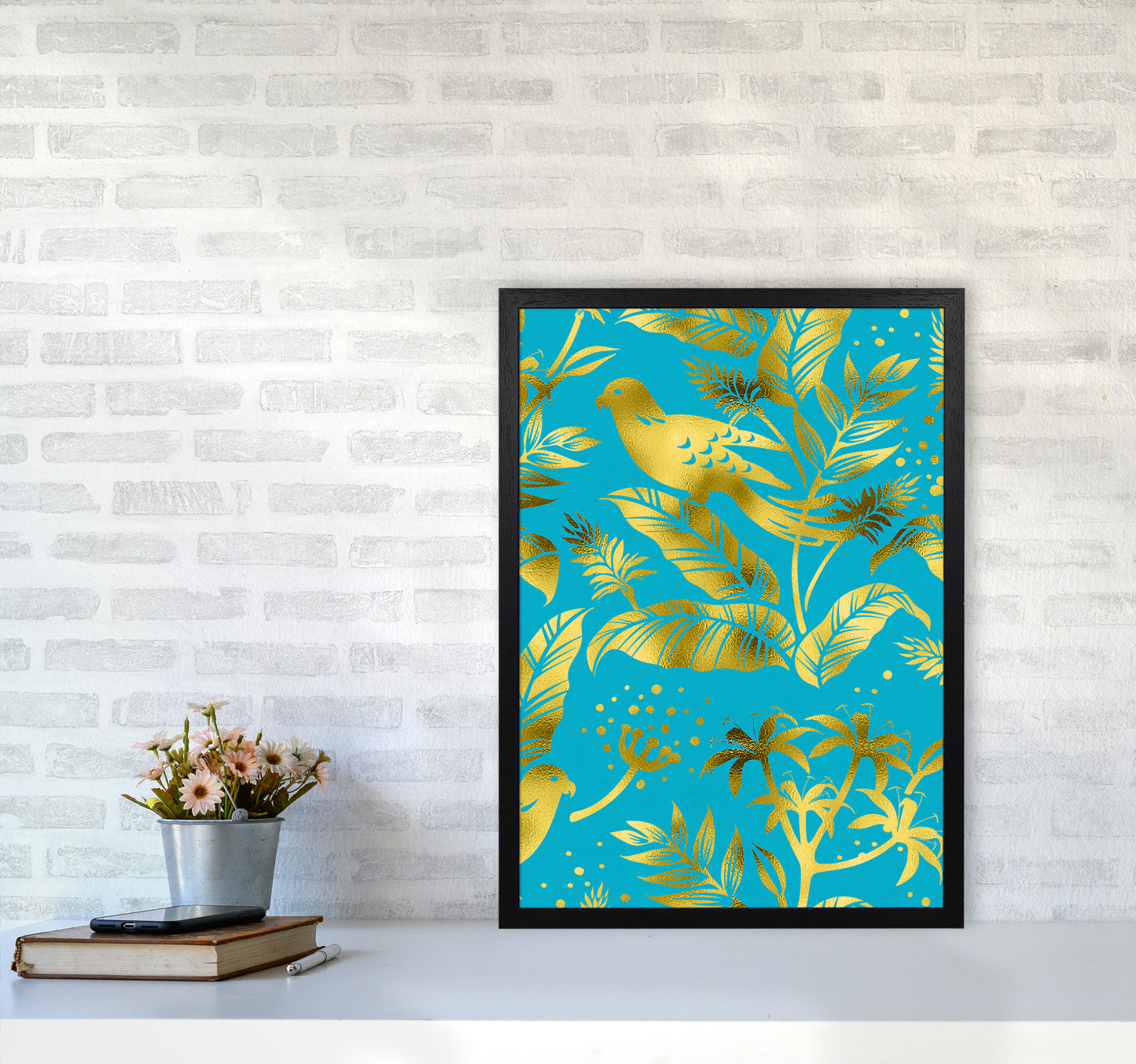 Gold Fauna Art Print by Seven Trees Design A2 White Frame