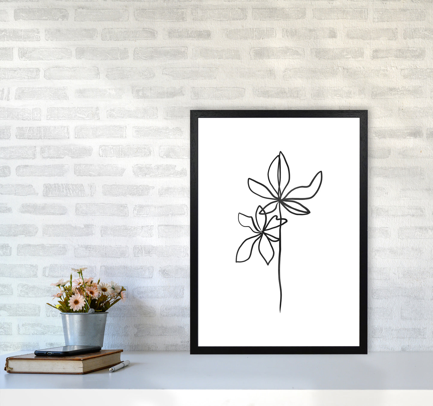 Lines Leaves I Art Print by Seven Trees Design A2 White Frame