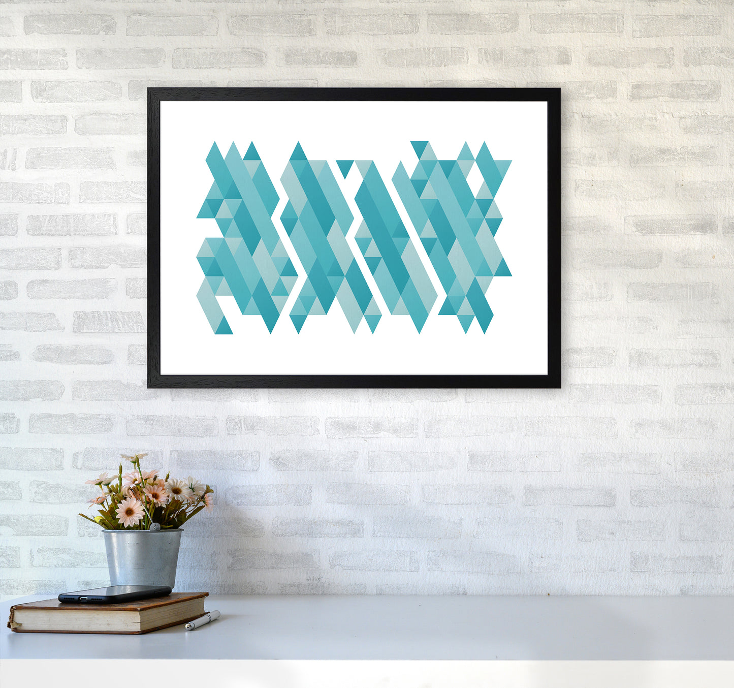 Pieces Of Mountains Abstract Art Print by Seven Trees Design A2 White Frame