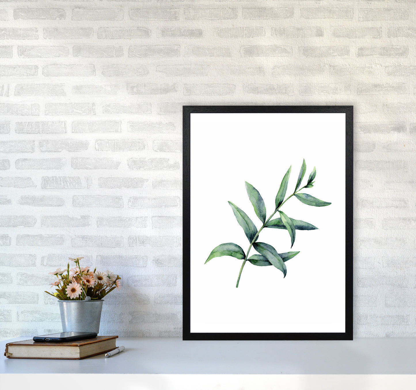 Watercolor Eucalyptus I Art Print by Seven Trees Design A2 White Frame