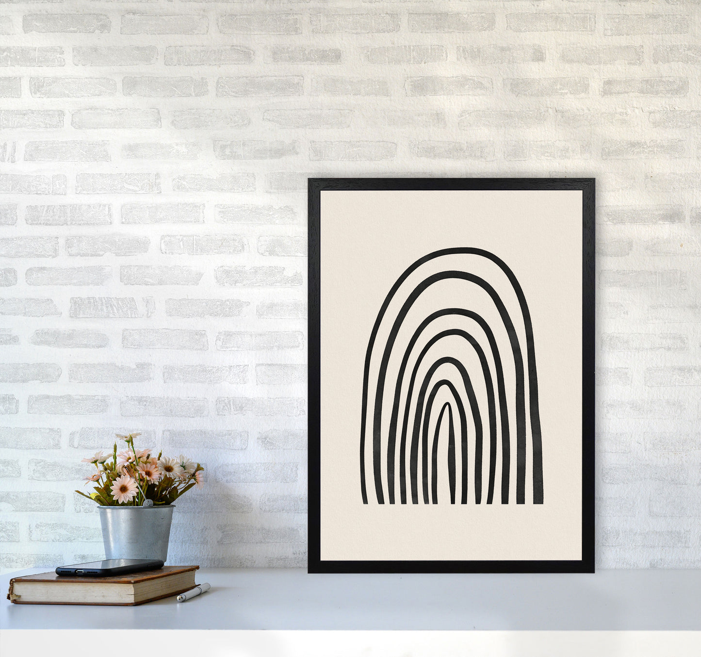 Black Watercolor Rainbow Art Print by Seven Trees Design A2 White Frame