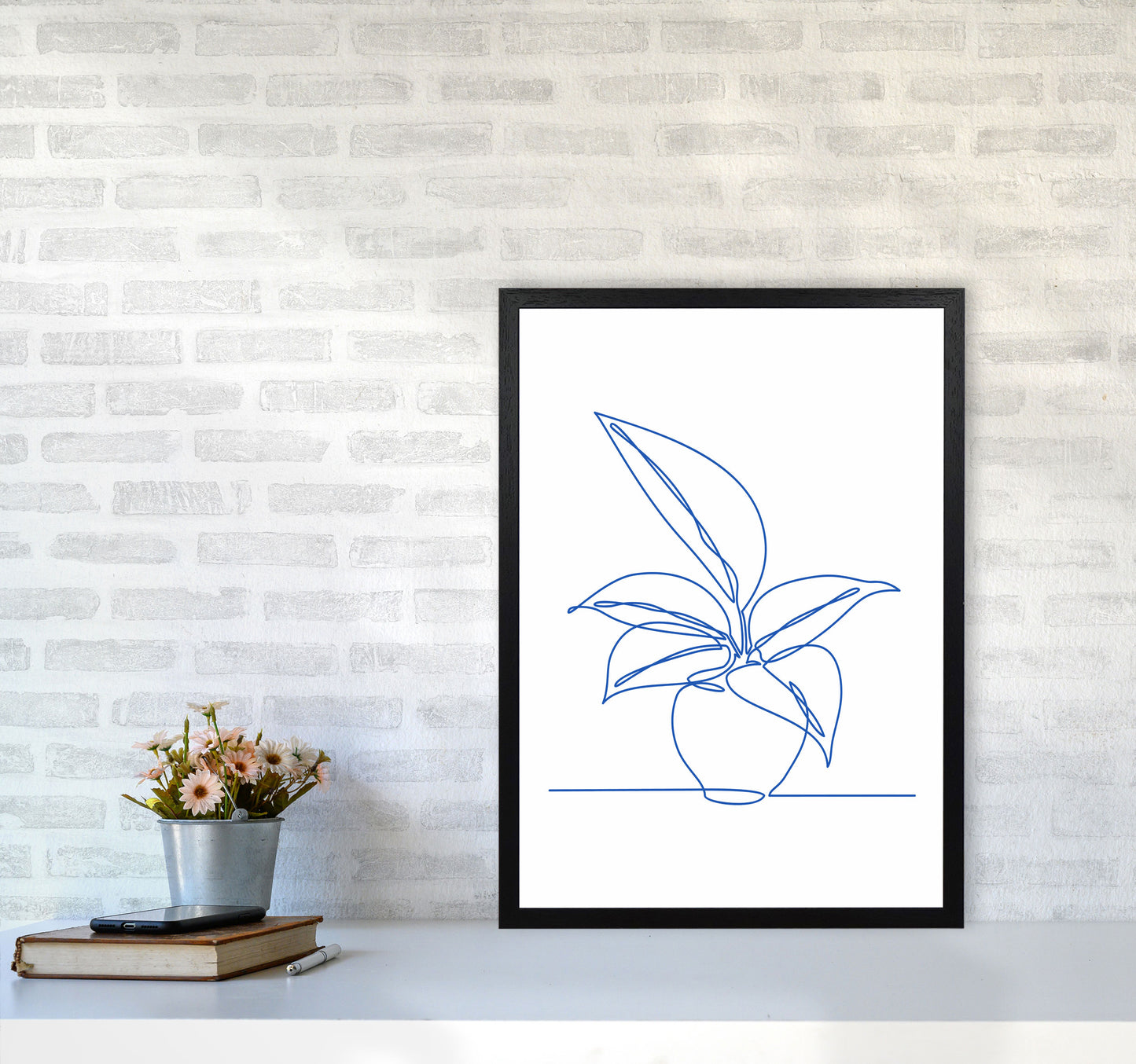 One Line Plant I Art Print by Seven Trees Design A2 White Frame