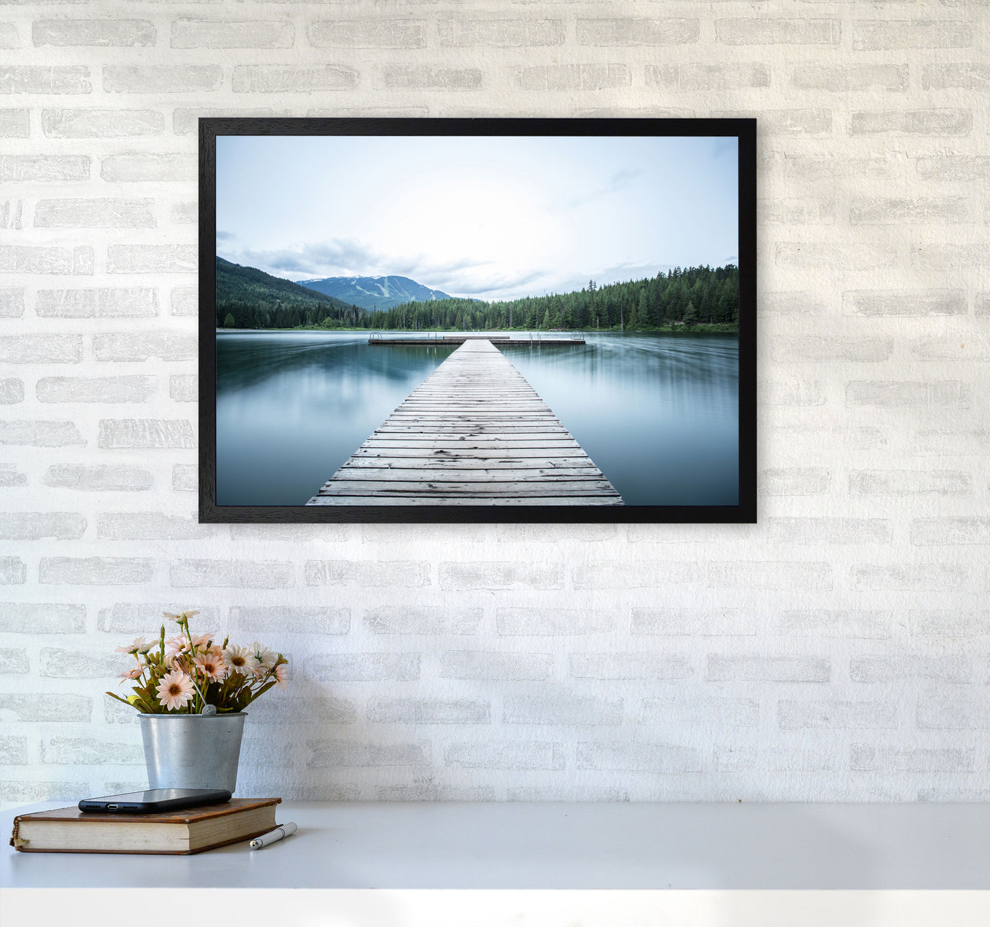 The Lake Art Print by Seven Trees Design A2 White Frame