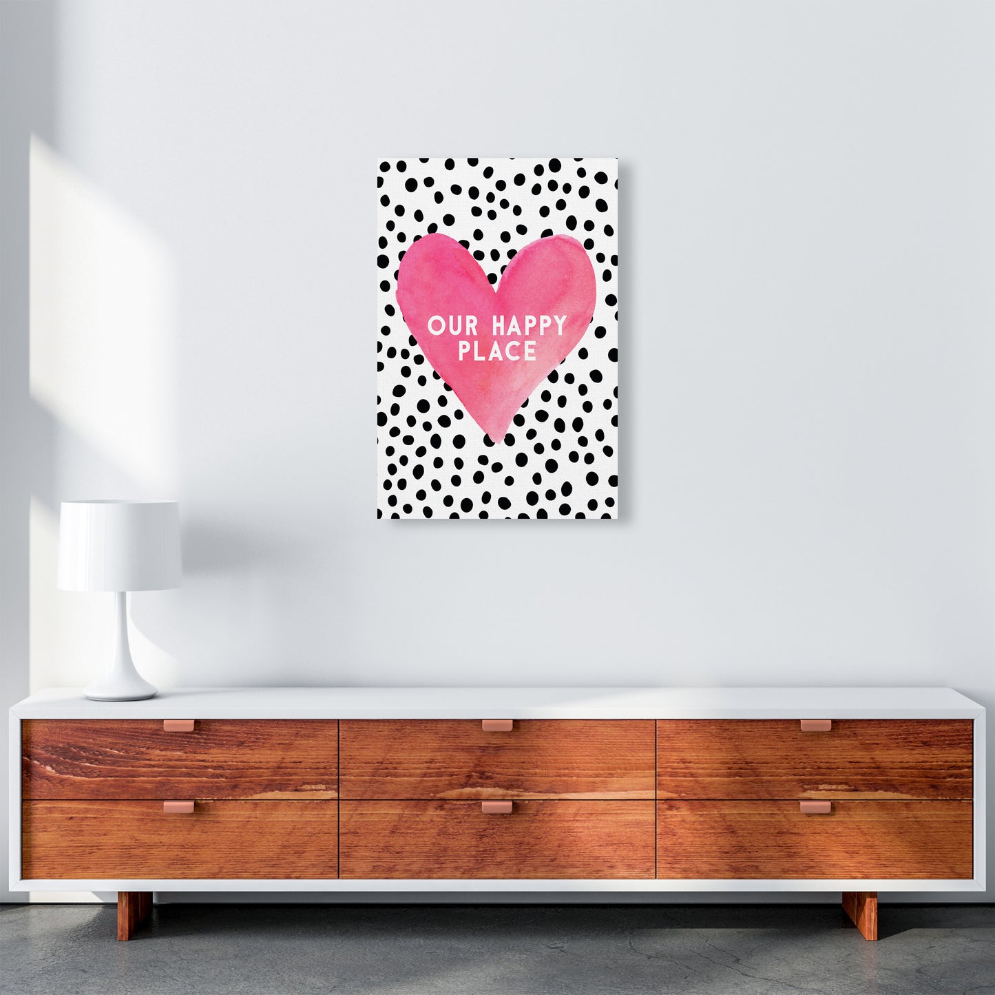 Our Happy Place Quote Art Print by Seven Trees Design A2 Canvas