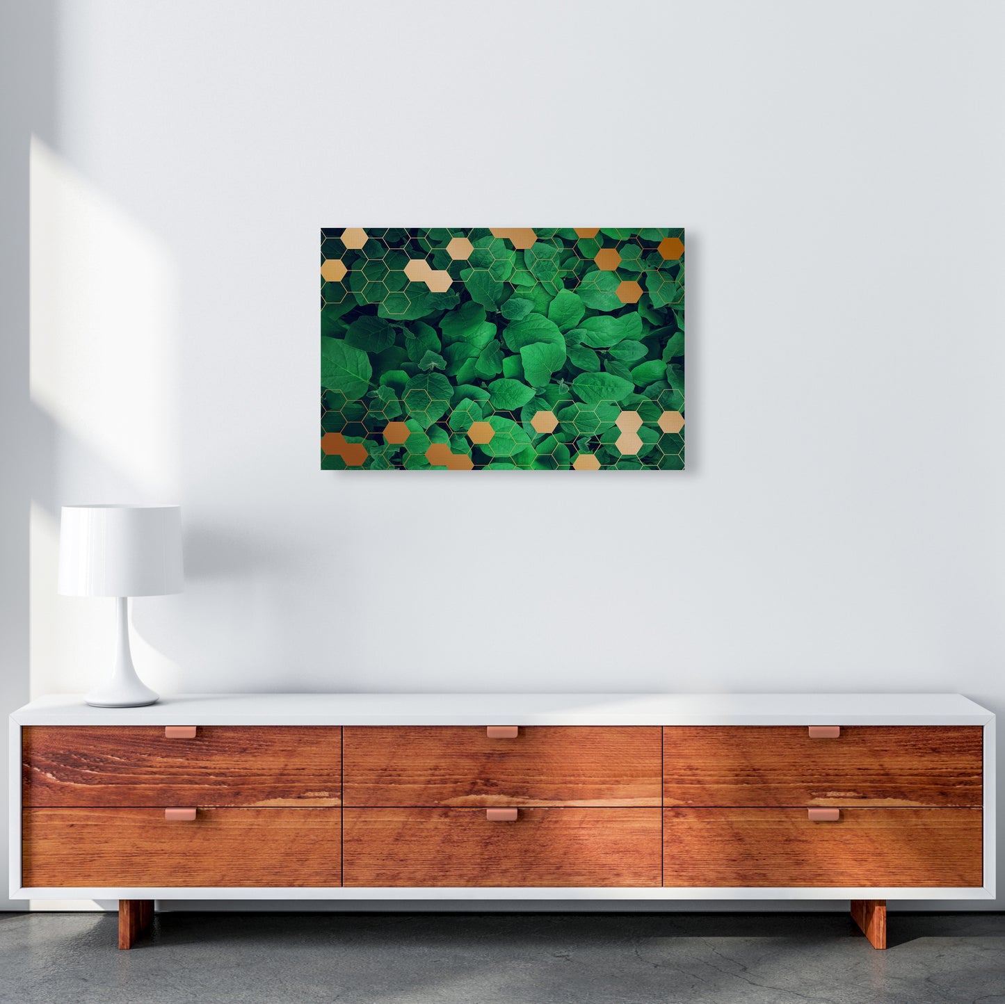 Polygonal Gold Leaves Art Print by Seven Trees Design A2 Canvas