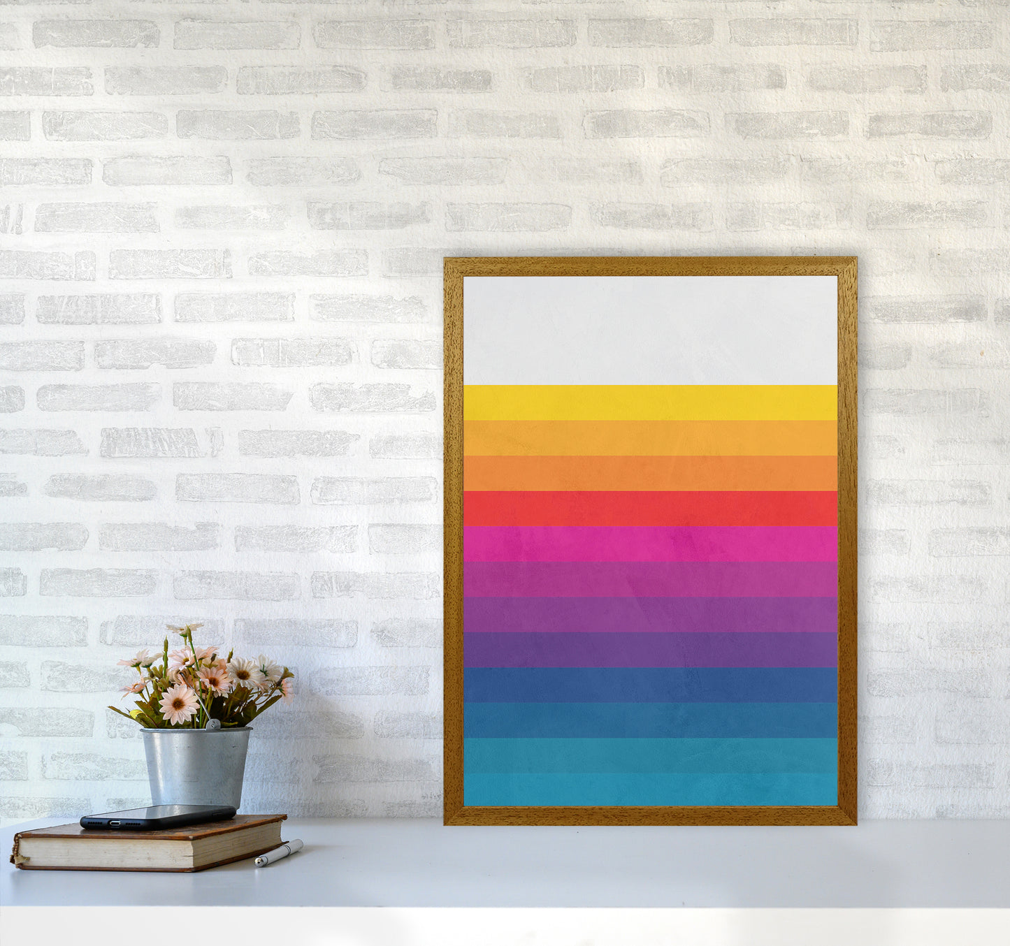 Vintage Retro Lines Art Print by Seven Trees Design A2 Print Only