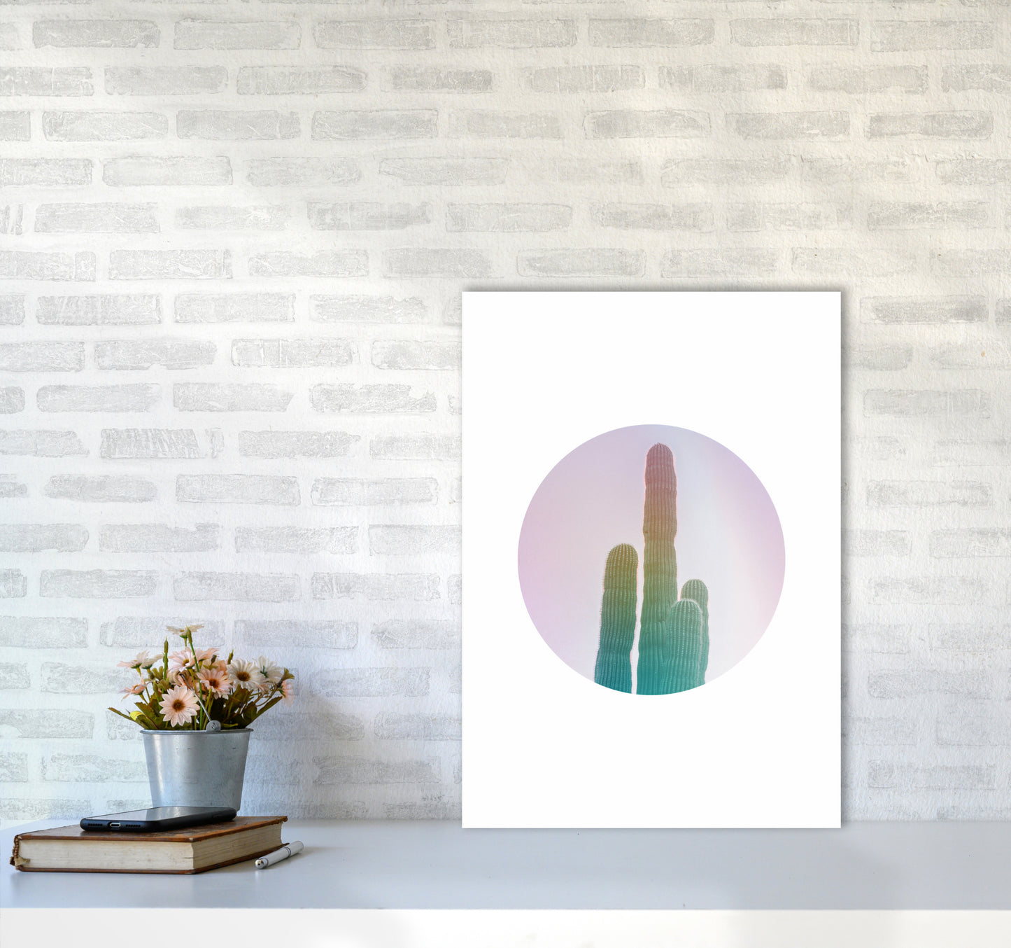 Circular Cacti Art Print by Seven Trees Design A2 Black Frame