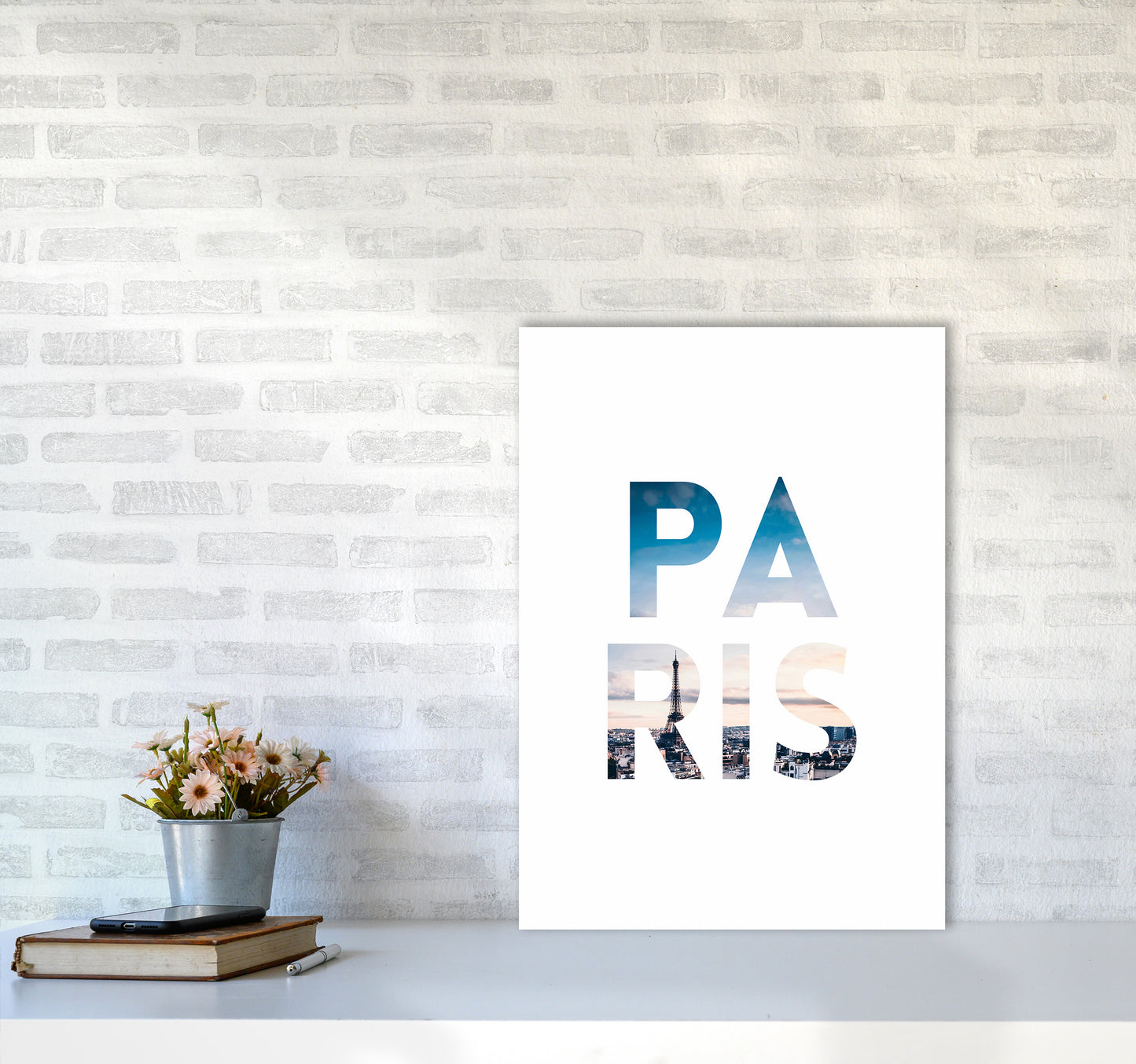 Paris Collage Letters Art Print by Seven Trees Design A2 Black Frame