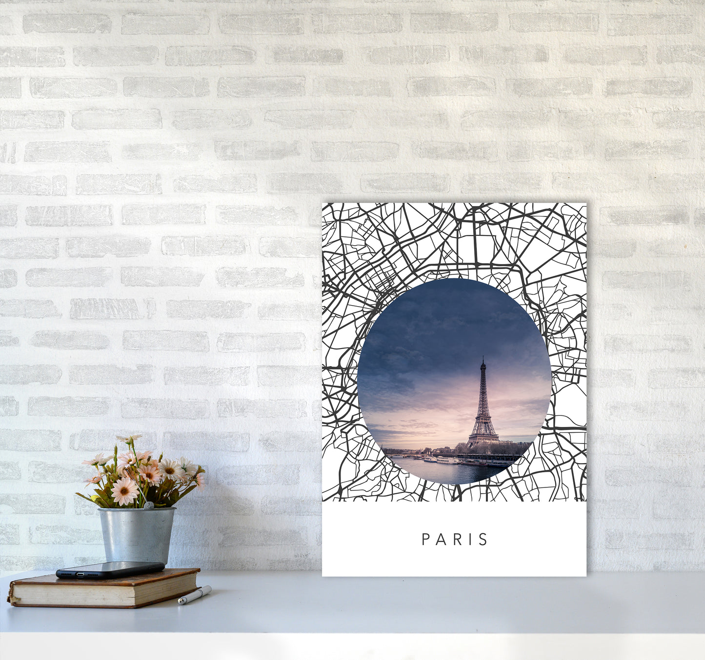 Paris Streets Collage Art Print by Seven Trees Design A2 Black Frame