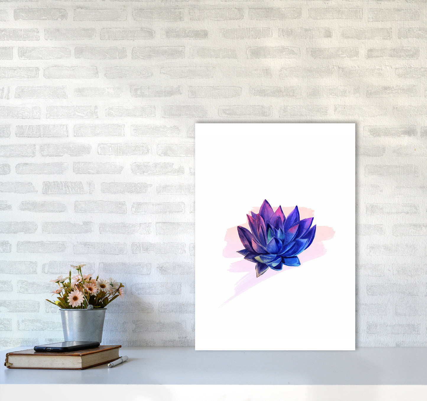 The Modern Succulent Art Print by Seven Trees Design A2 Black Frame