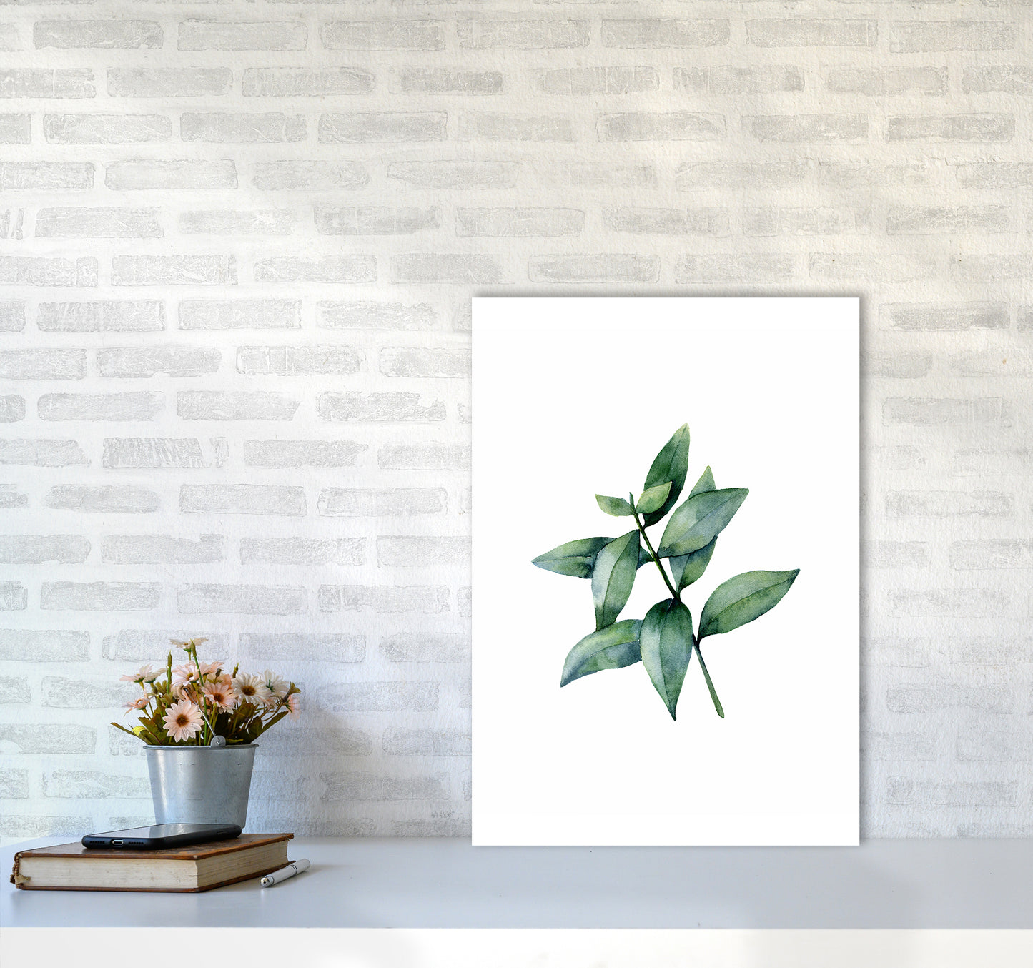 Watercolor Eucalyptus III Art Print by Seven Trees Design A2 Black Frame