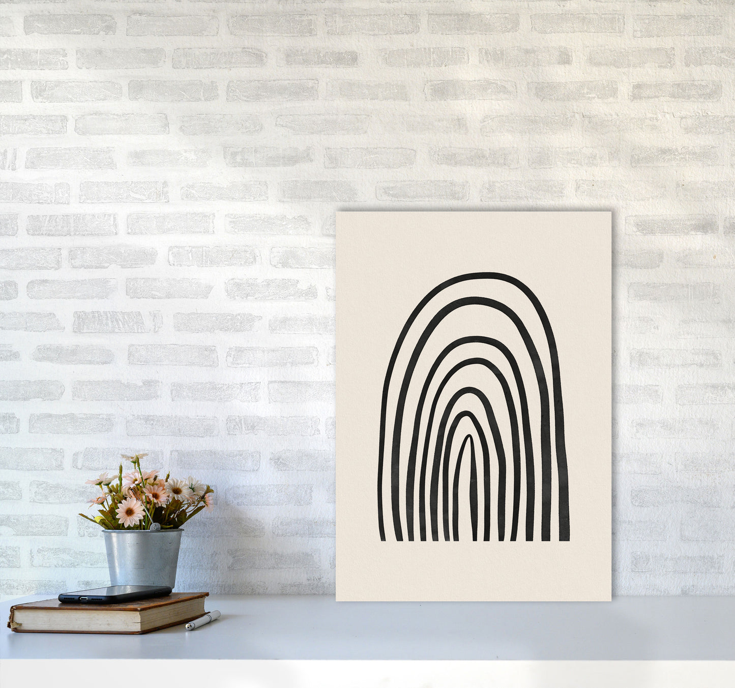 Black Watercolor Rainbow Art Print by Seven Trees Design A2 Black Frame