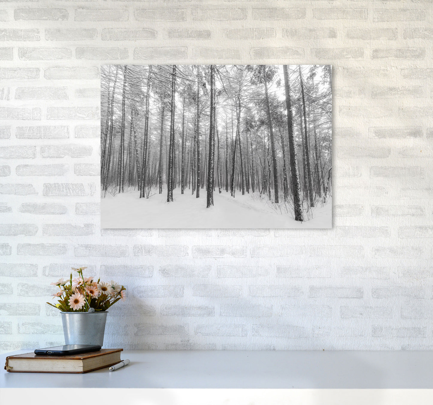 Let it snow forest Art Print by Seven Trees Design A2 Black Frame