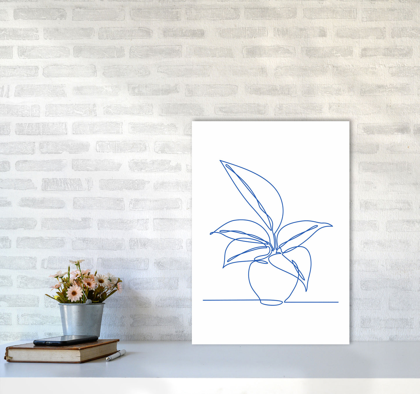 One Line Plant I Art Print by Seven Trees Design A2 Black Frame