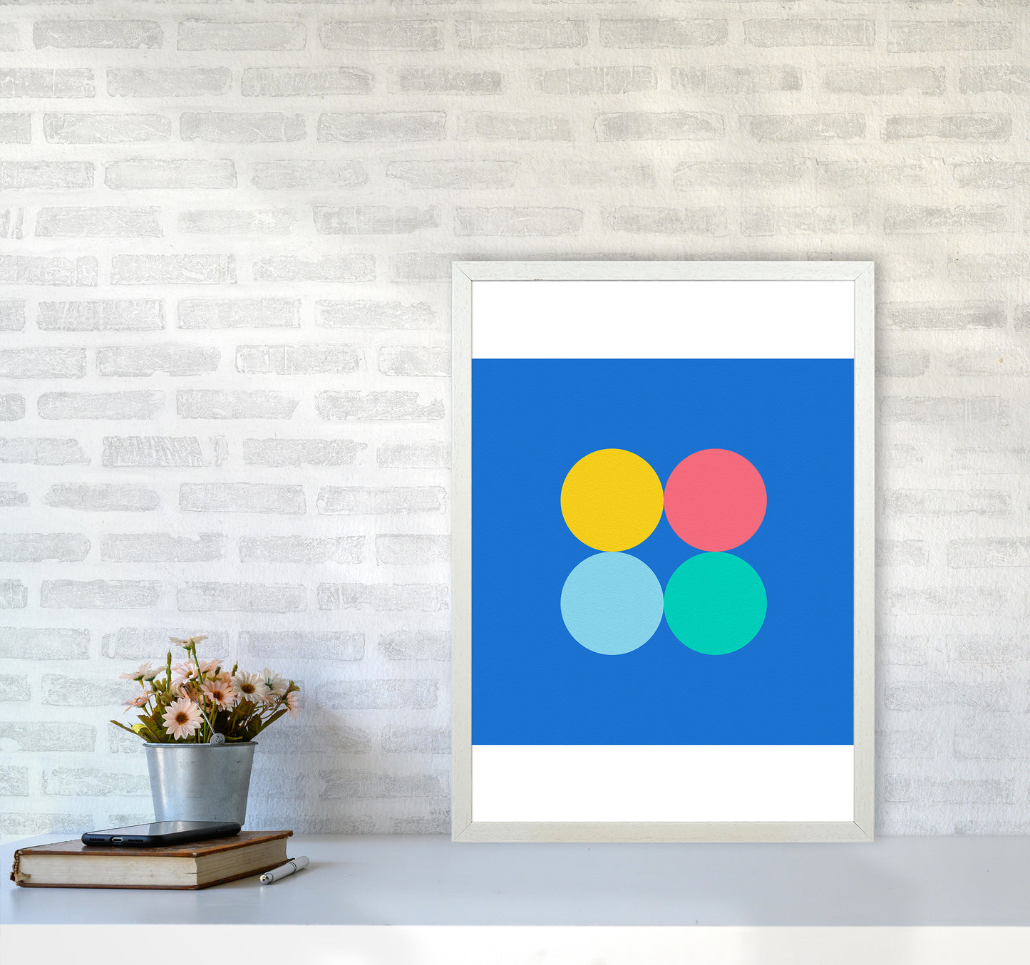 Happy shapes I Circles Art Print by Seven Trees Design A2 Oak Frame