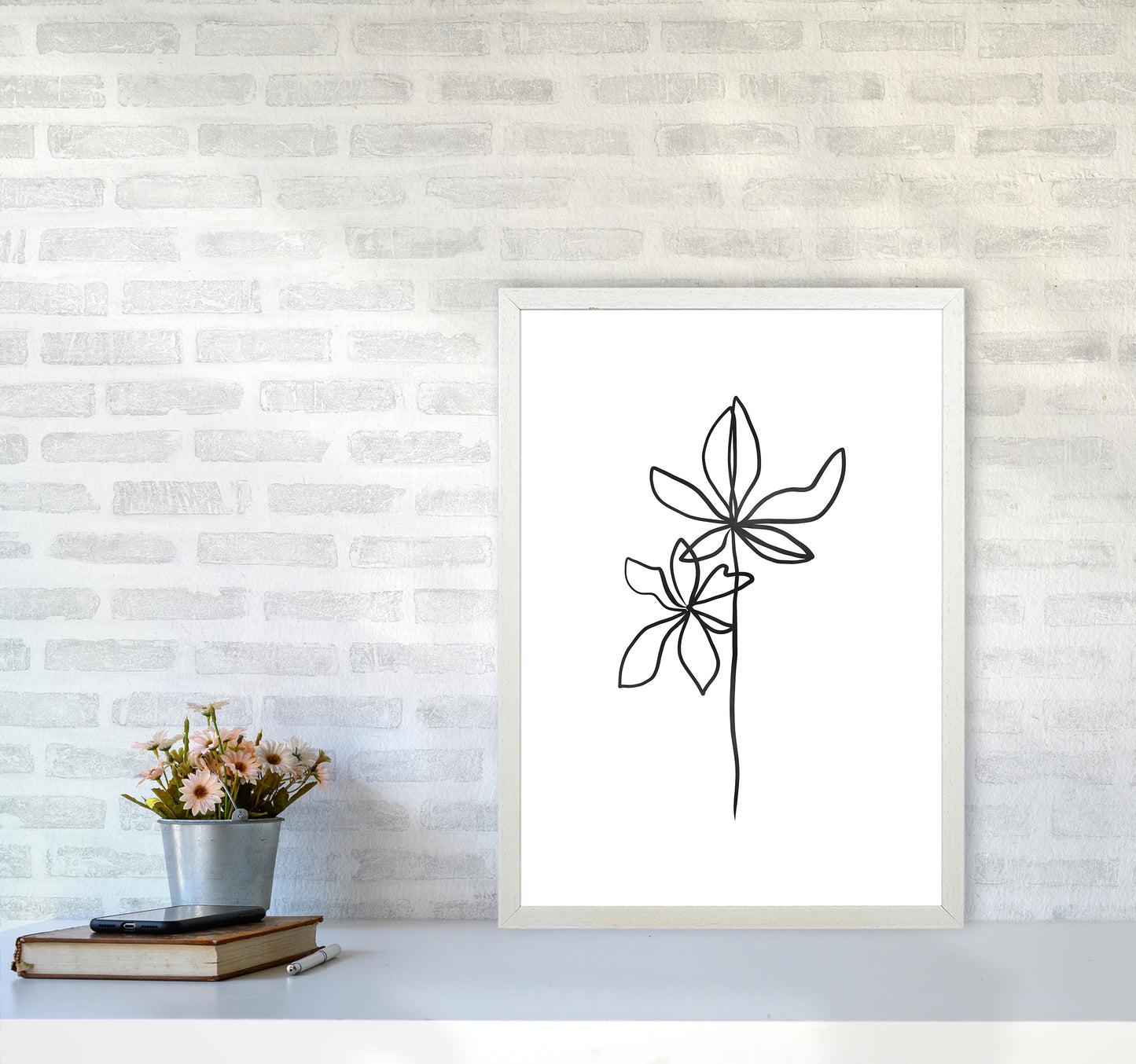 Lines Leaves I Art Print by Seven Trees Design A2 Oak Frame