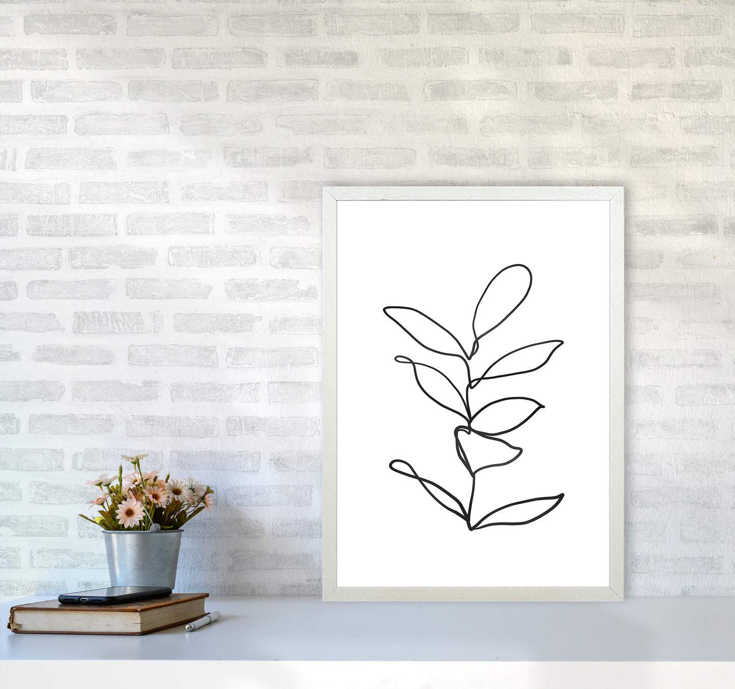 Lines Leaves II Art Print by Seven Trees Design A2 Oak Frame