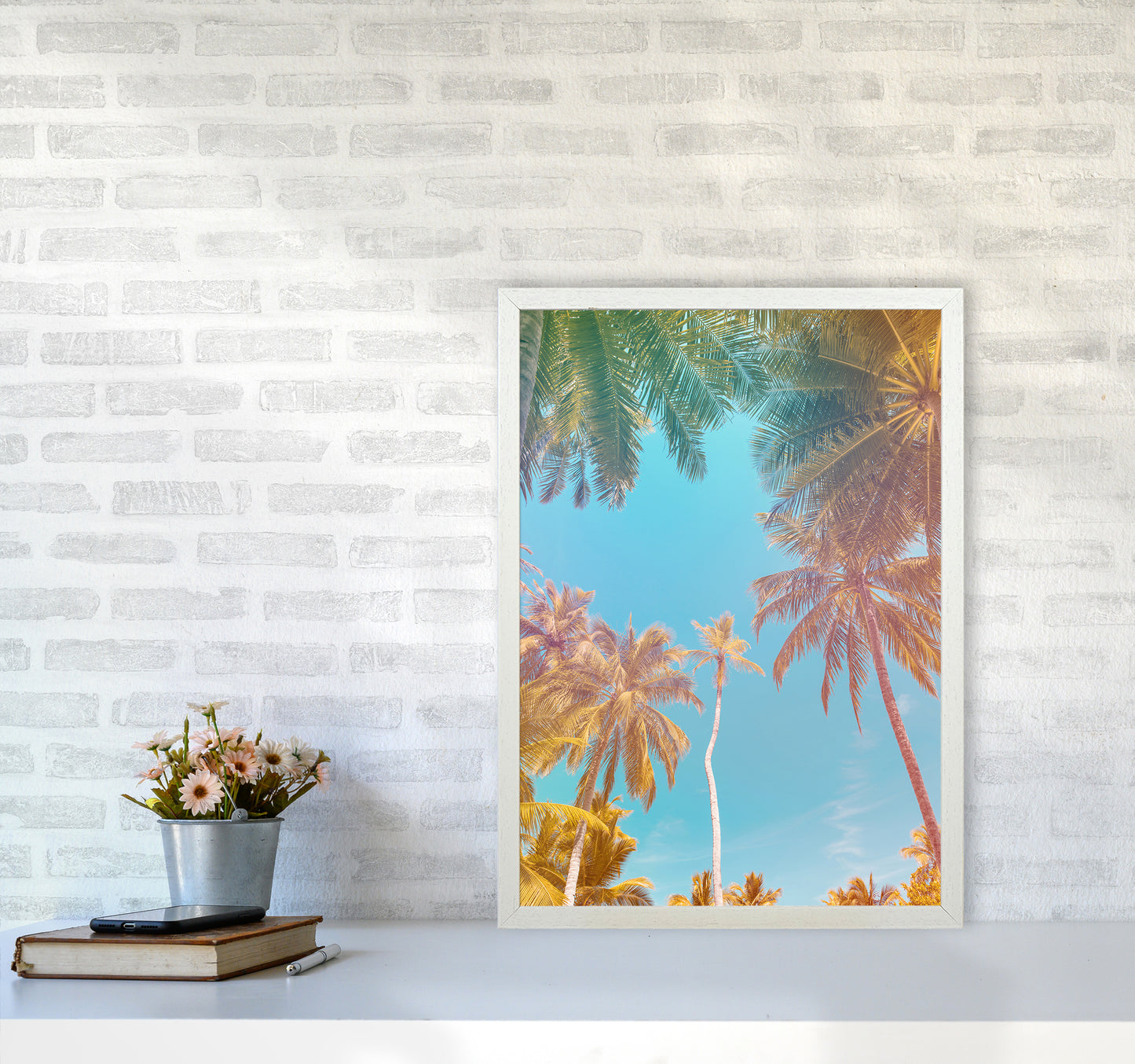 Palms Paradise Art Print by Seven Trees Design A2 Oak Frame