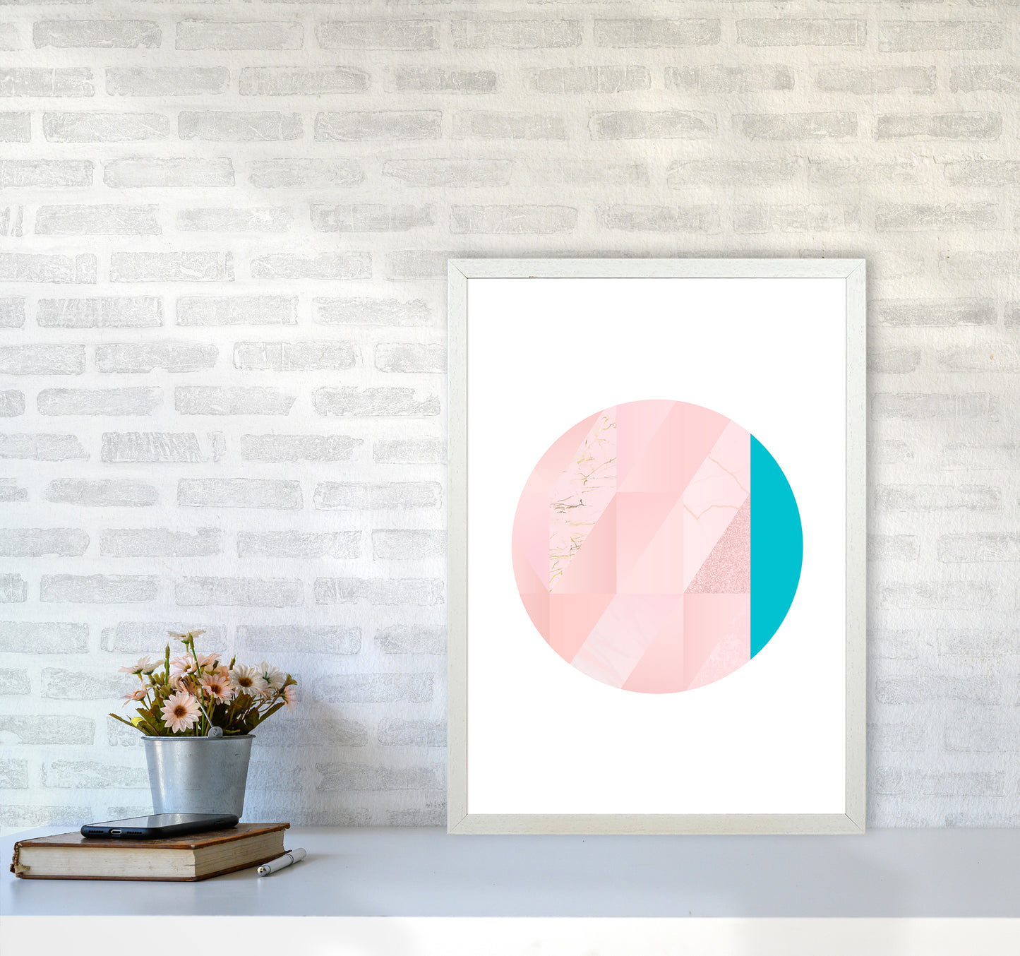Pink Marble Circle II Abstract Art Print by Seven Trees Design