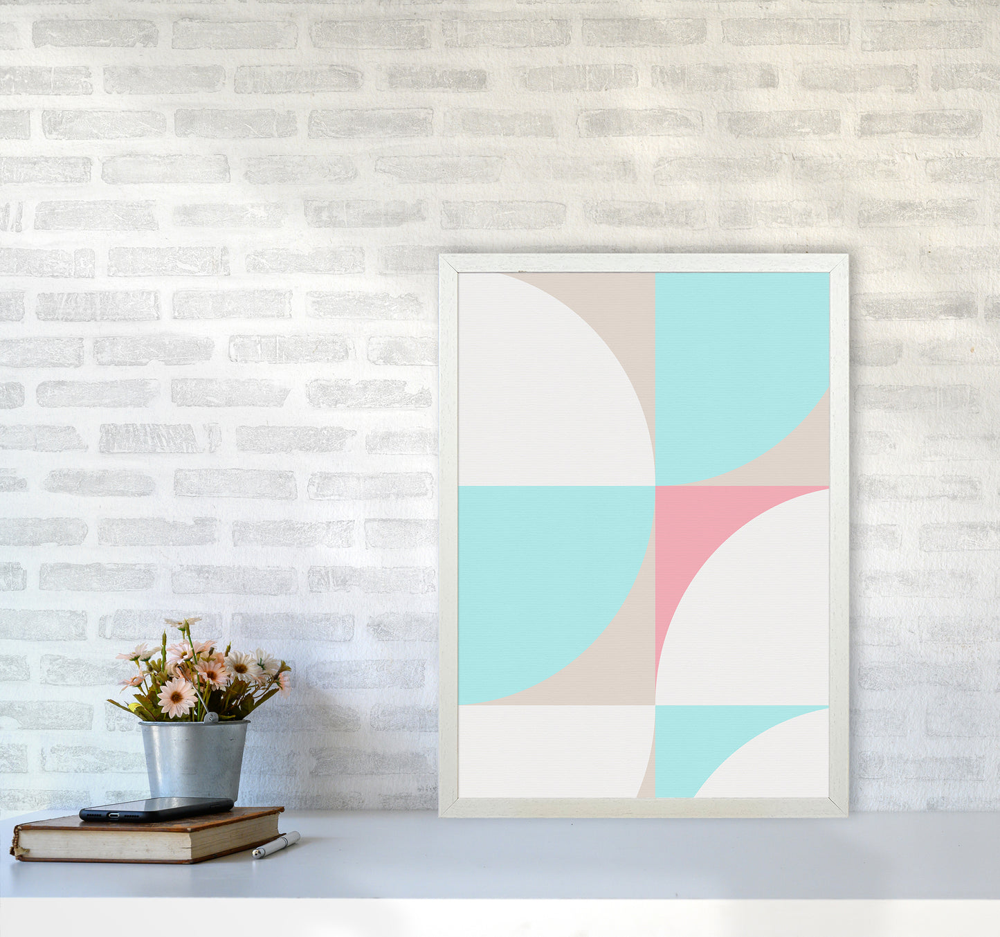 Scandinavian Shapes I Abstract Art Print by Seven Trees Design A2 Oak Frame