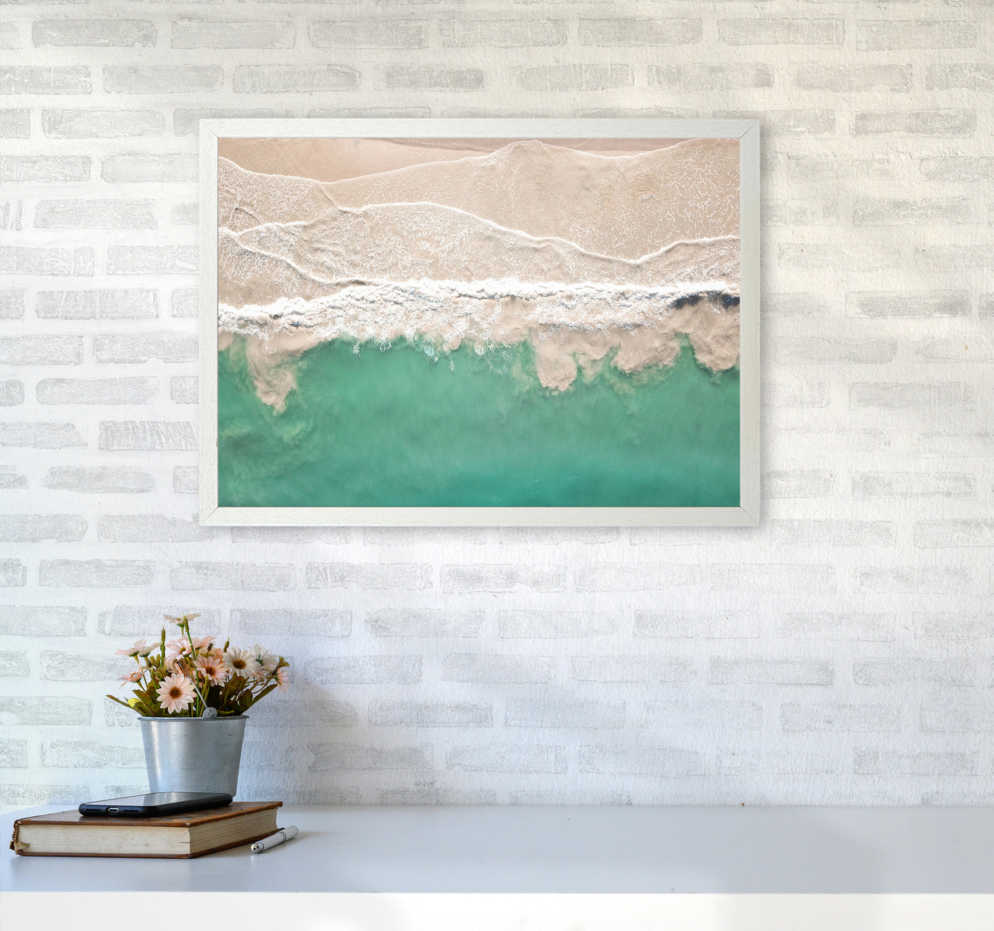 Sea From The Sky Photography Art Print by Seven Trees Design A2 Oak Frame