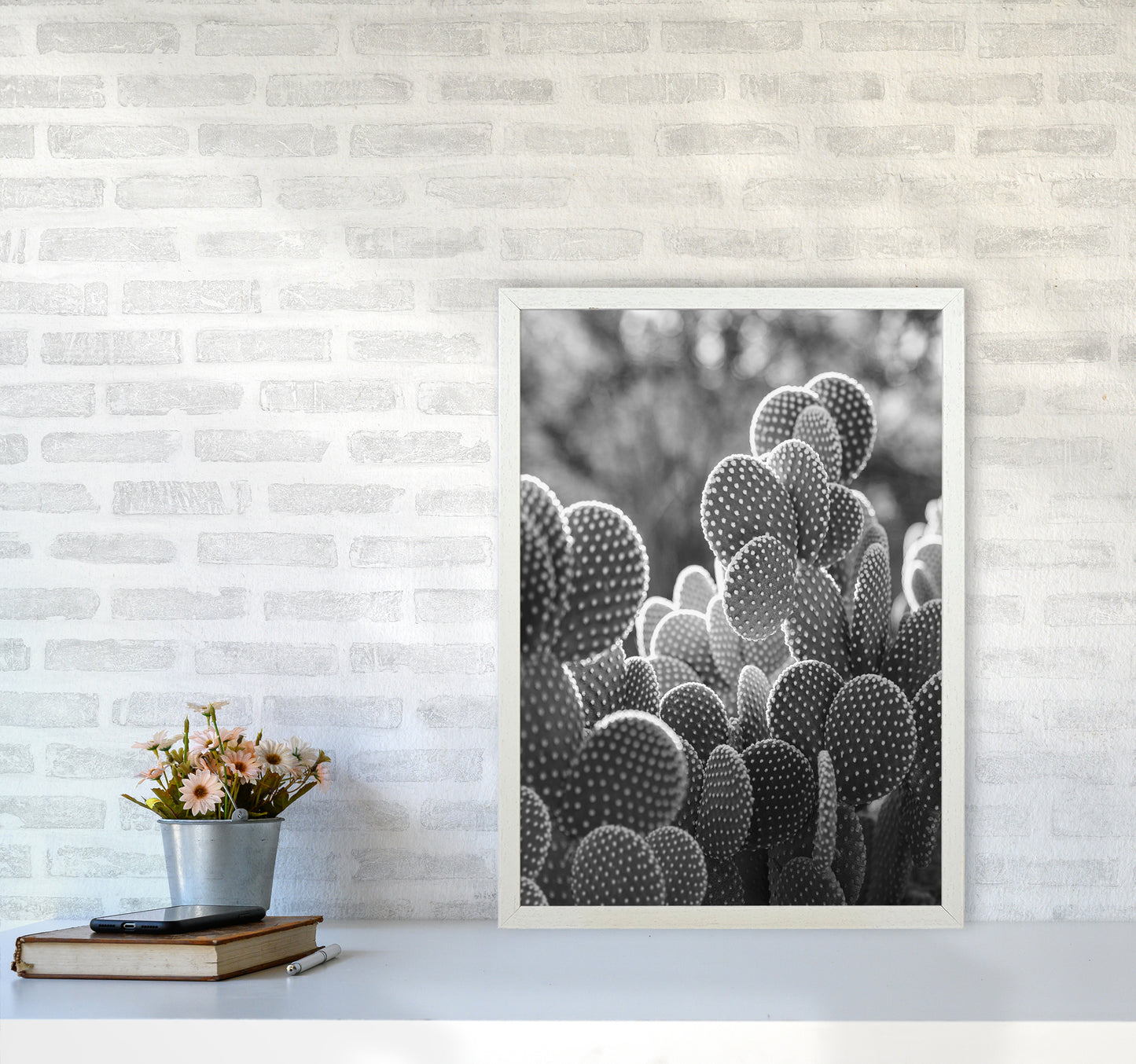 The Cacti Cactus B&W Art Print by Seven Trees Design
